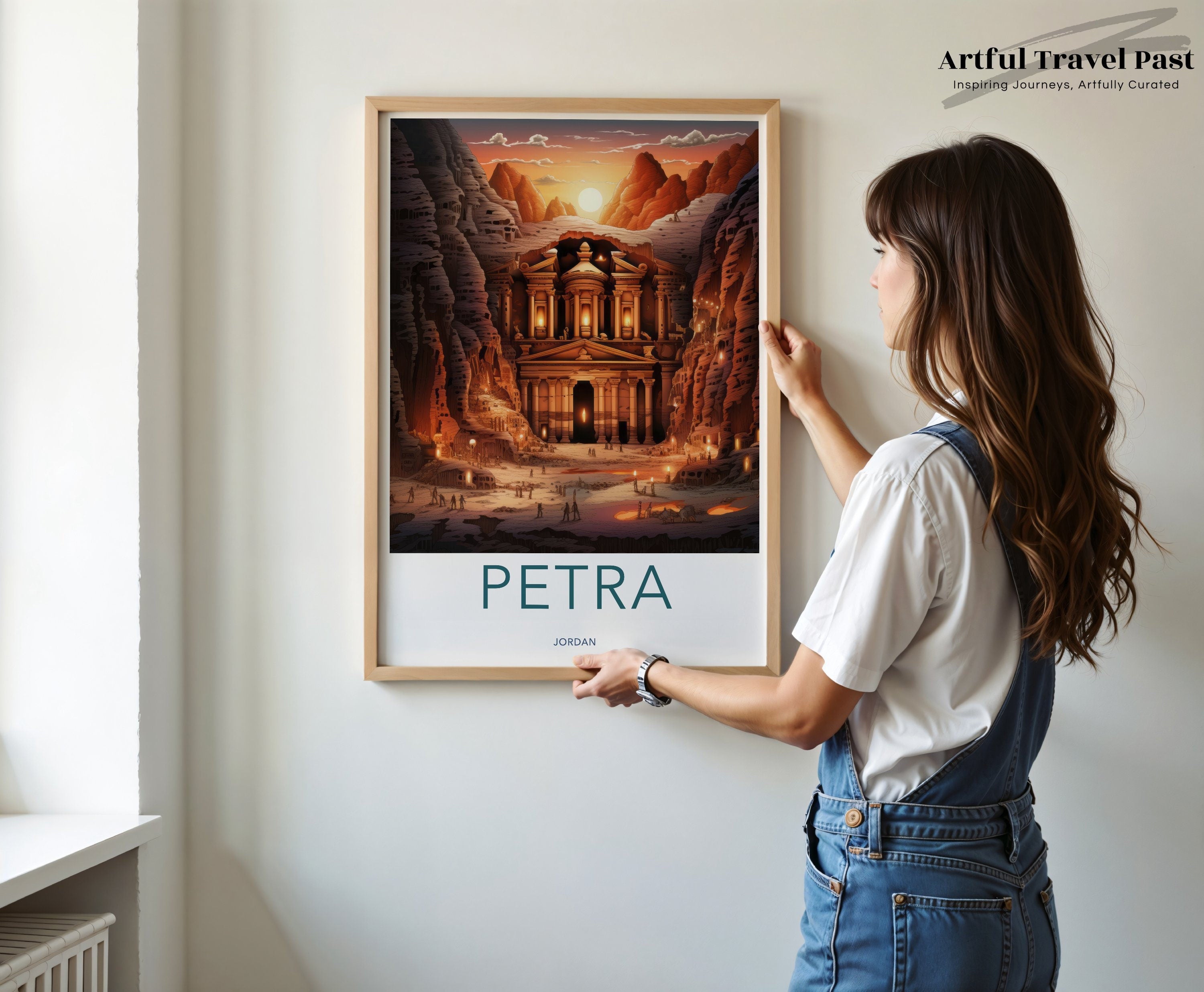 Petra Jordan Sunset Art Print, Landscape Wall Art, Ancient City Decor, Desert Scenery, Unique Travel Poster, Historical Architecture