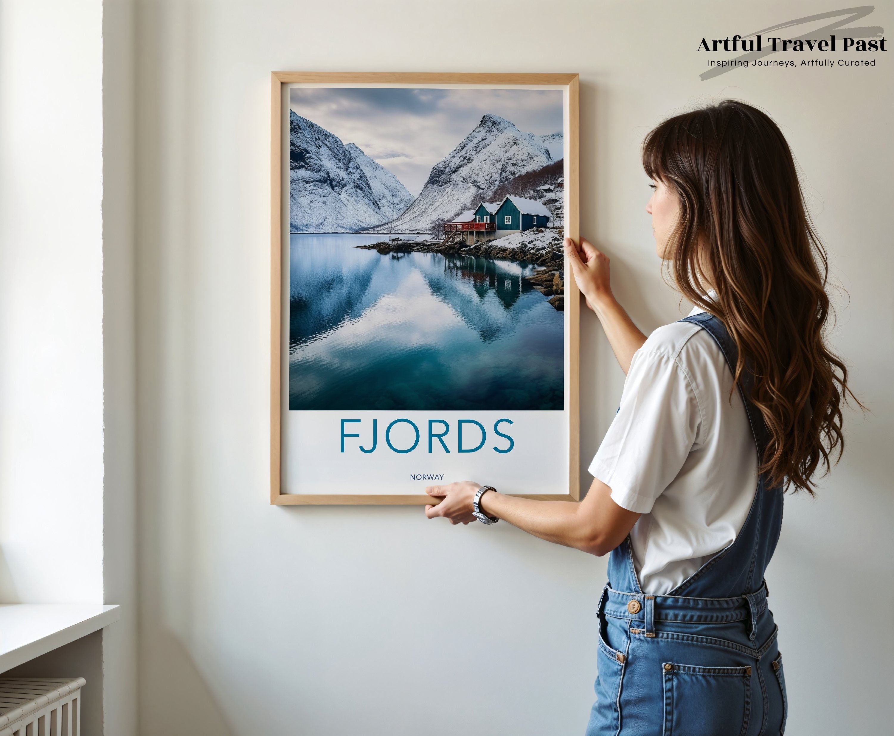 Stunning Norway Fjords Landscape Wall Art, Scandinavian Mountain Artwork, Winter Scenic Poster, Nature Home Decor