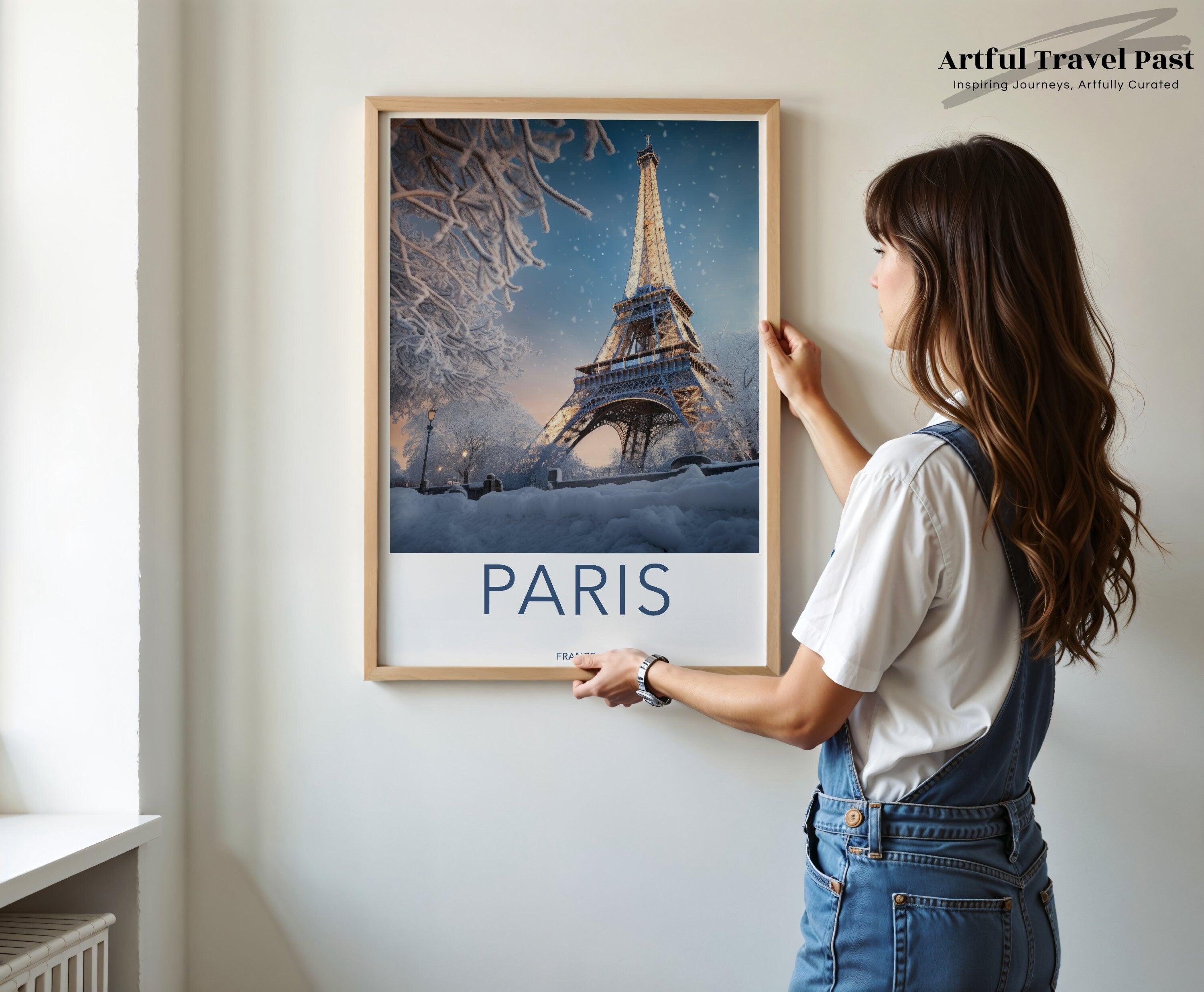 Eiffel Tower Wall Art, Paris Winter Scene, Fine Art Print, Snowy Landscape Photography, Parisian Decor, Beautiful City Artwork