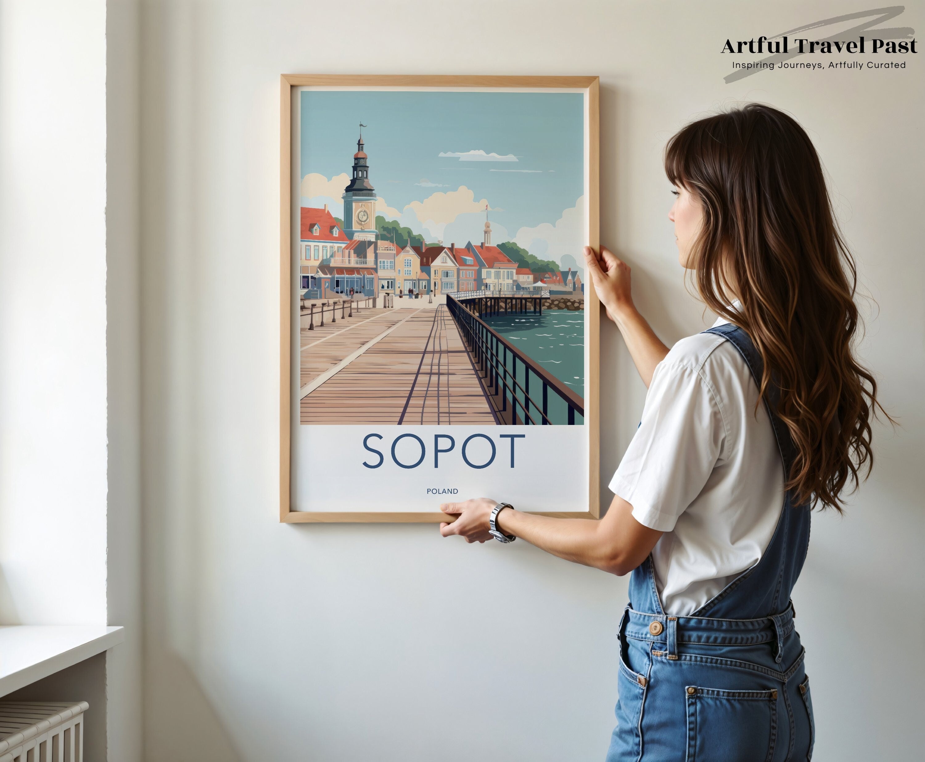 Sopot Poland Travel Poster, Coastal City Wall Art, Scenic Europe Print, Modern Home Decor, Vintage Style Artwork, Beach Boardwalk