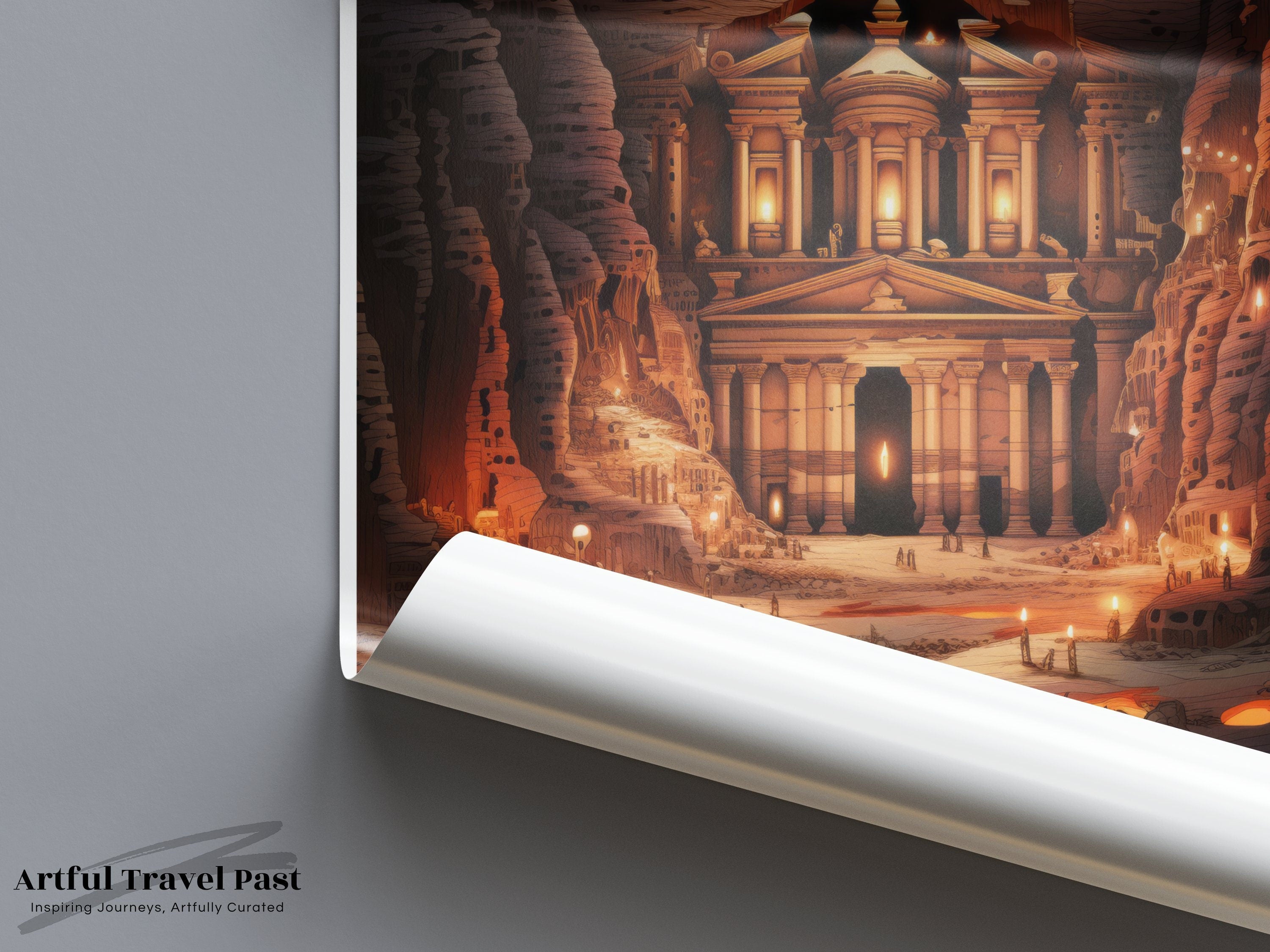 Petra Jordan Sunset Art Print, Landscape Wall Art, Ancient City Decor, Desert Scenery, Unique Travel Poster, Historical Architecture