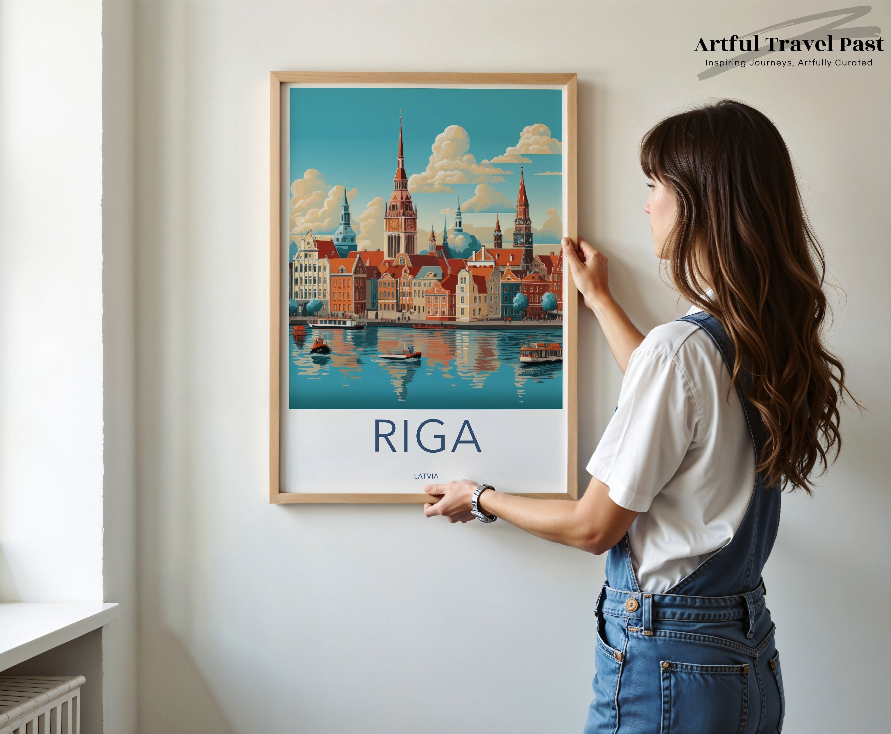 Colorful Riga Latvia Wall Art Print, Vibrant Cityscape Poster, European City Travel Decor, Architectural Illustration, Home Decoration