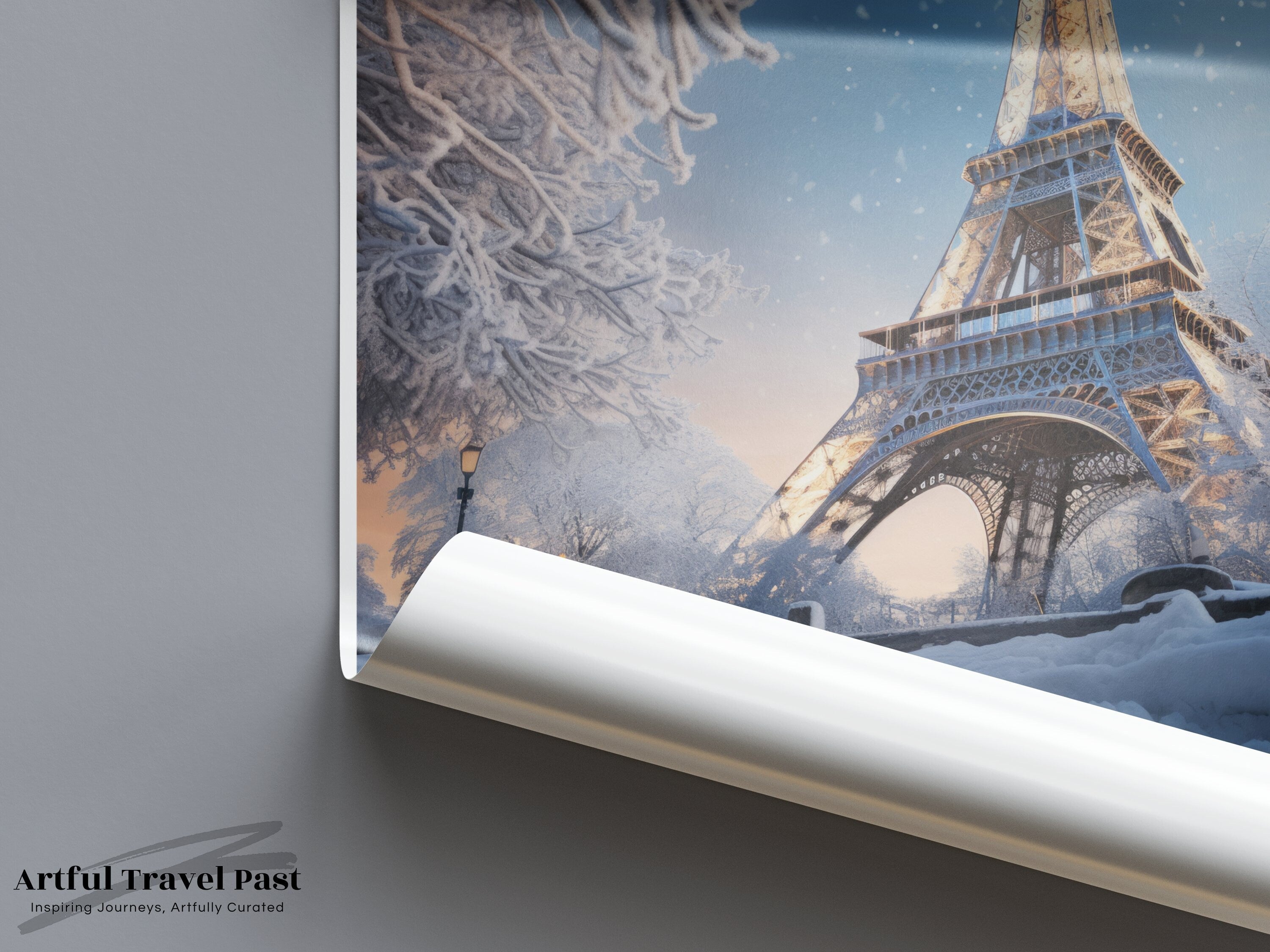 Eiffel Tower Wall Art, Paris Winter Scene, Fine Art Print, Snowy Landscape Photography, Parisian Decor, Beautiful City Artwork