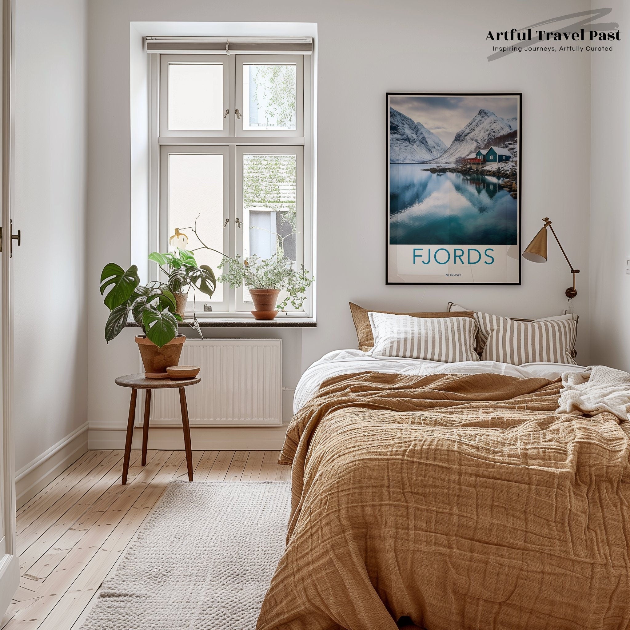 Stunning Norway Fjords Landscape Wall Art, Scandinavian Mountain Artwork, Winter Scenic Poster, Nature Home Decor