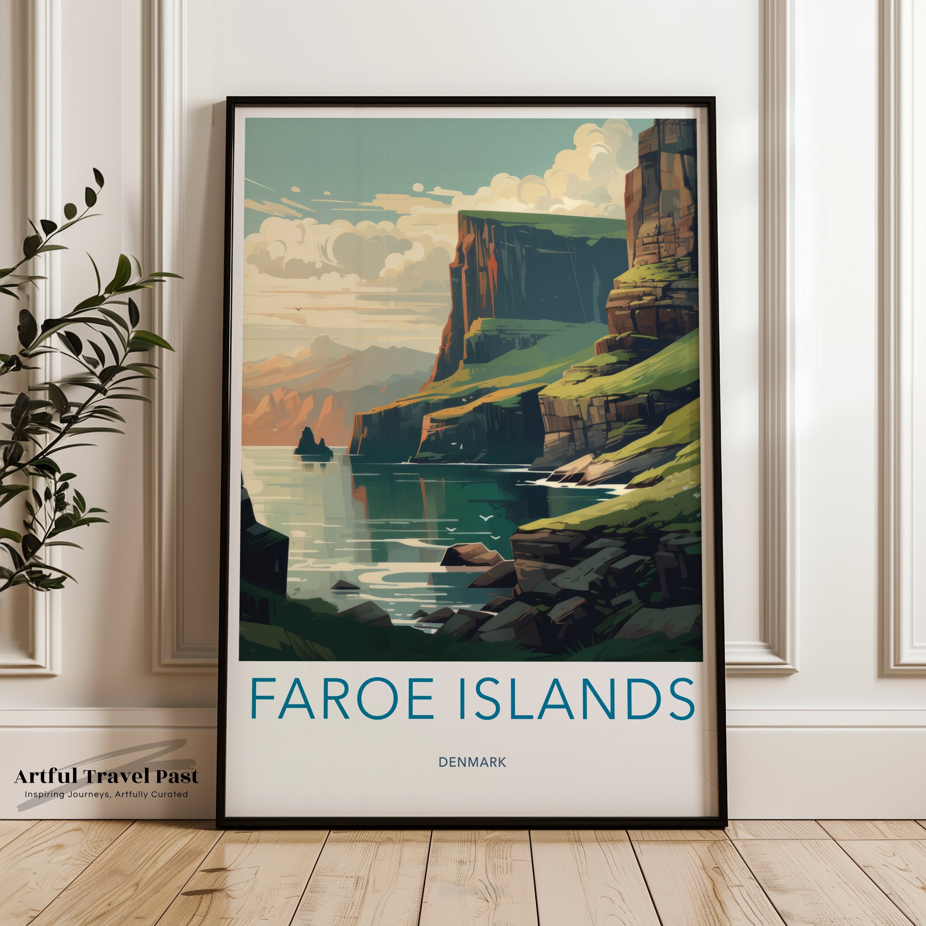 Faroe Islands Denmark Wall Art, Beautiful Nature Landscape Print, Scenic Ocean View, Cliffs and Water, Home and Office Décor