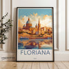 Floriana Wall Art, Malta Travel Poster, Cityscape Illustration, Mediterranean Decor, European Architecture Print, Scenic Coastal Artwork