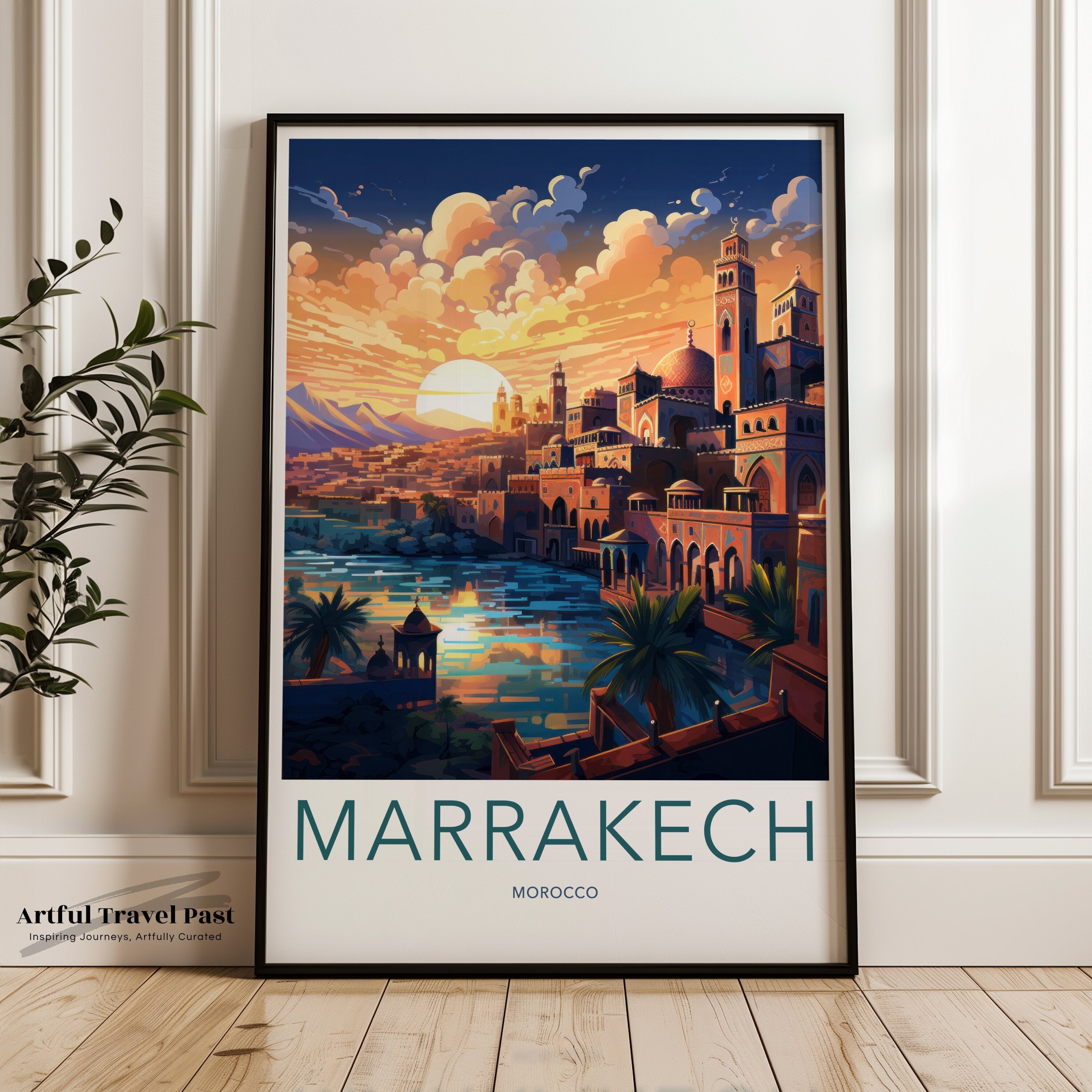 Marrakech Morocco Wall Art, Vibrant Cityscape Print, Stunning Sunset Landscape, Islamic Architecture Poster, Moroccan Decor, Travel Artwork