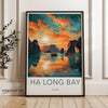 Ha Long Bay Wall Art, Vietnam Sunset Scenic Decor, Stunning Seascape, Coastal Art Print, Vibrant Landscape, Travel Poster