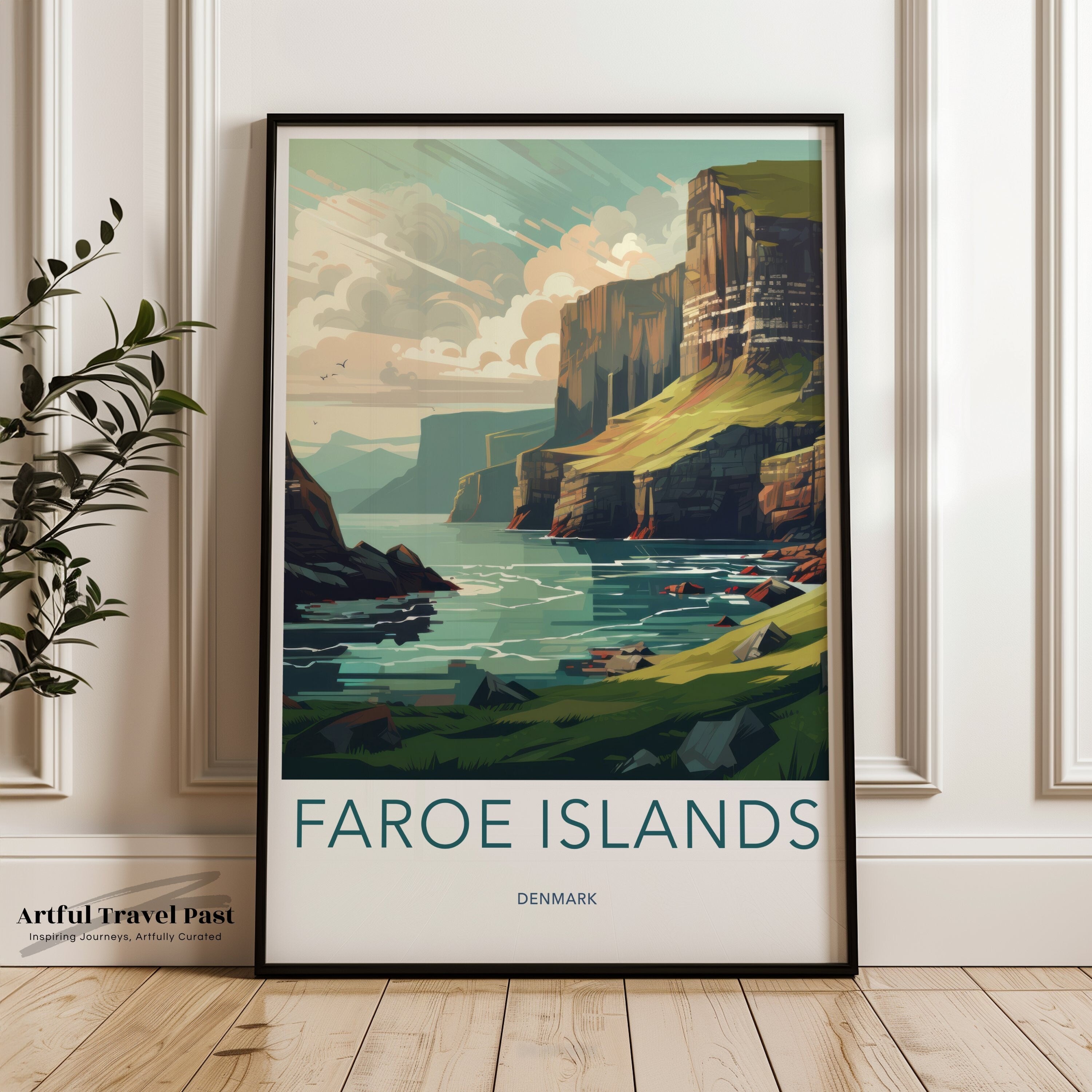 Faroe Islands Wall Art, Denmark Artwork, Scenic Landscape Print, Nordic Coastal Art, Home Decor, Travel Poster, Nature Lover Gift