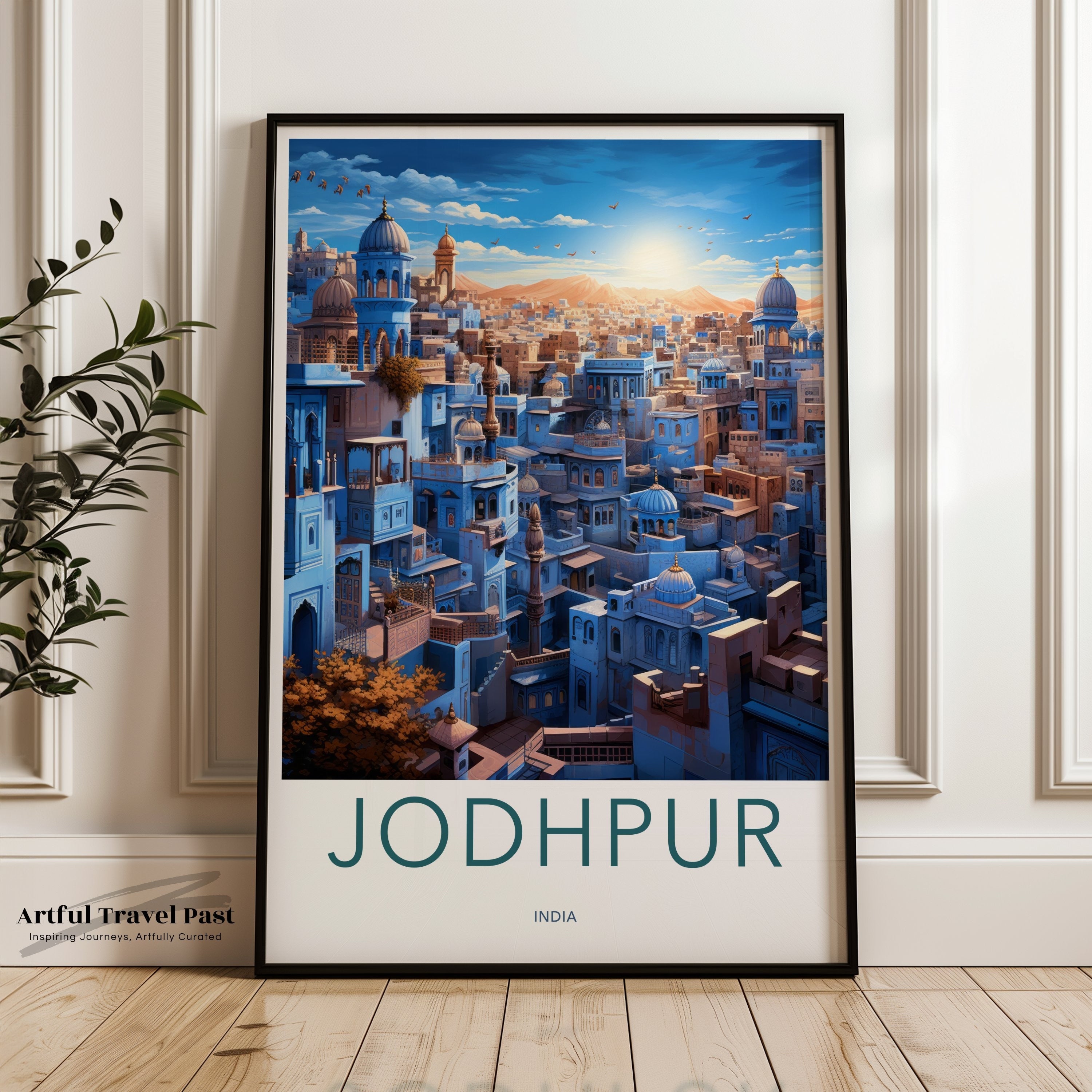 Jodhpur Cityscape Poster, Jodhpur Wall Art, Blue City of India, Architectural Landmarks, Historical Artwork, Travel Decor