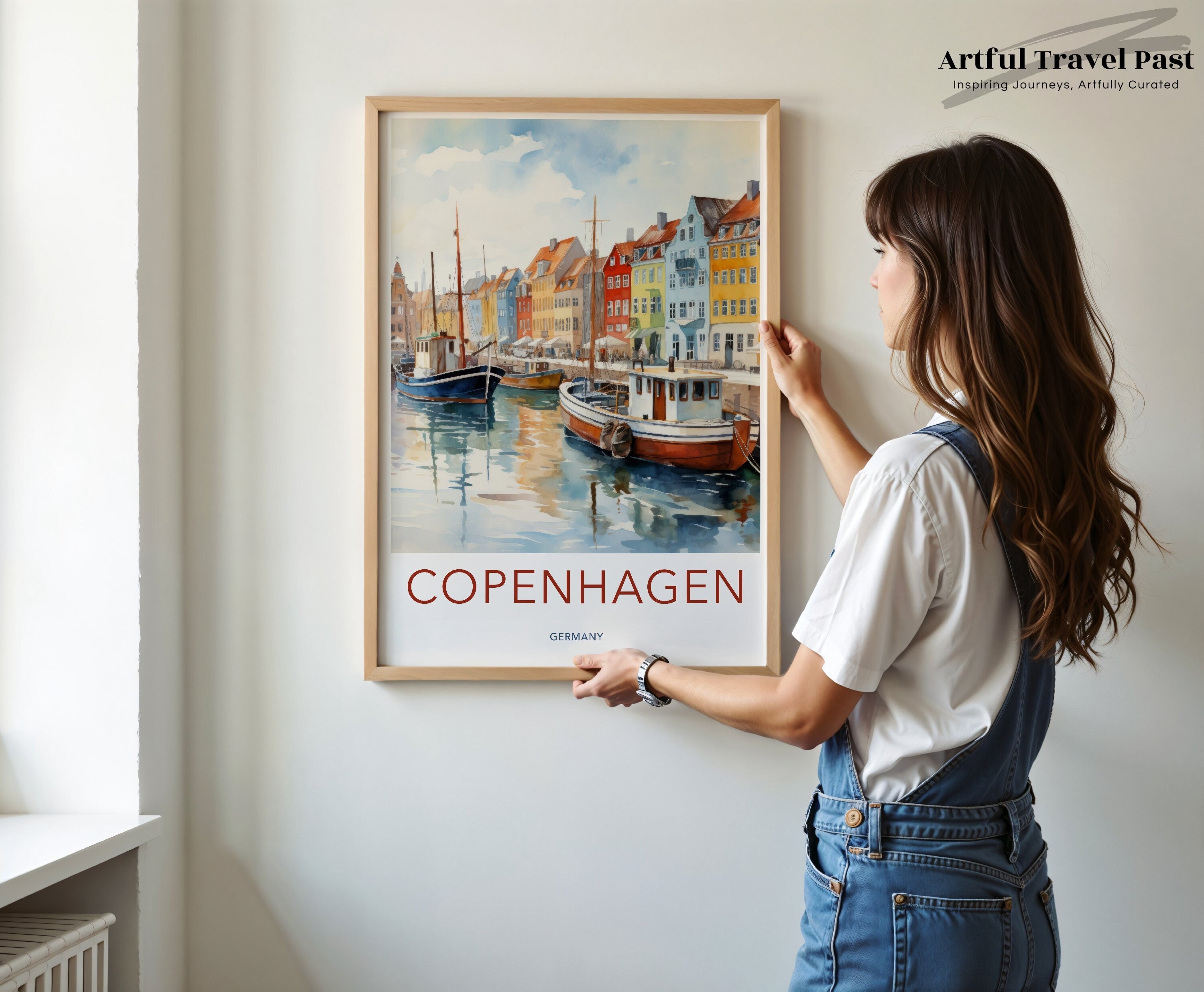 Copenhagen Wall Art, Colorful Houses, Scandinavian Decor, Denmark Print, Travel Poster, Maritime Art, European Cityscape, Germany