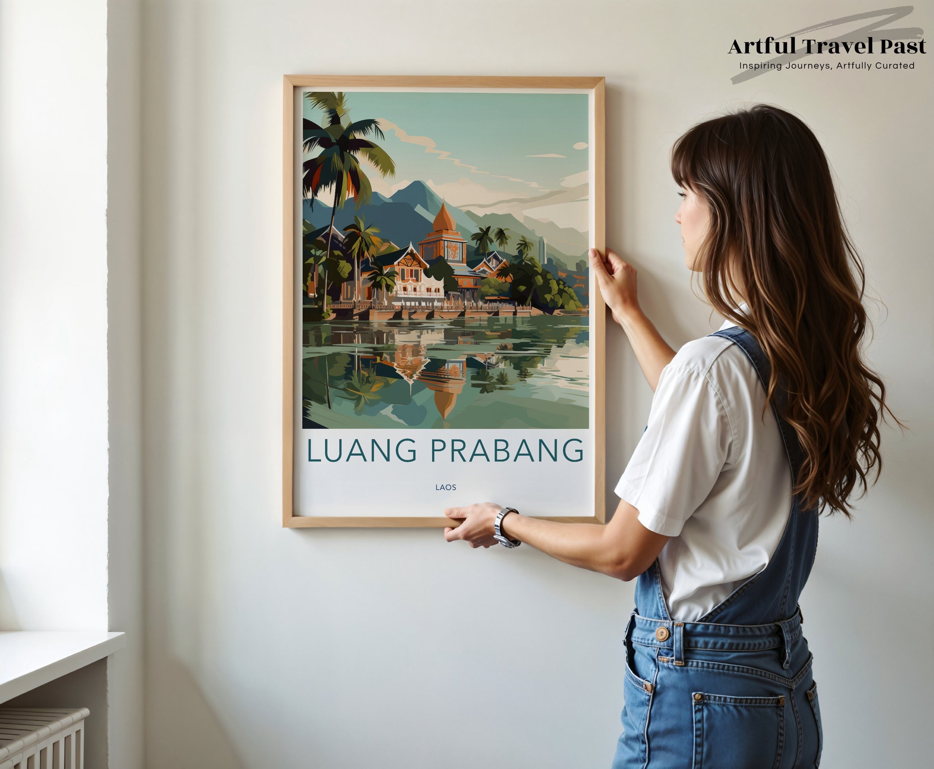 Luang Prabang Wall Art, Laos Travel Poster, Southeast Asia Artwork, Scenic Print, Cultural Landmark Illustration, Home Decor