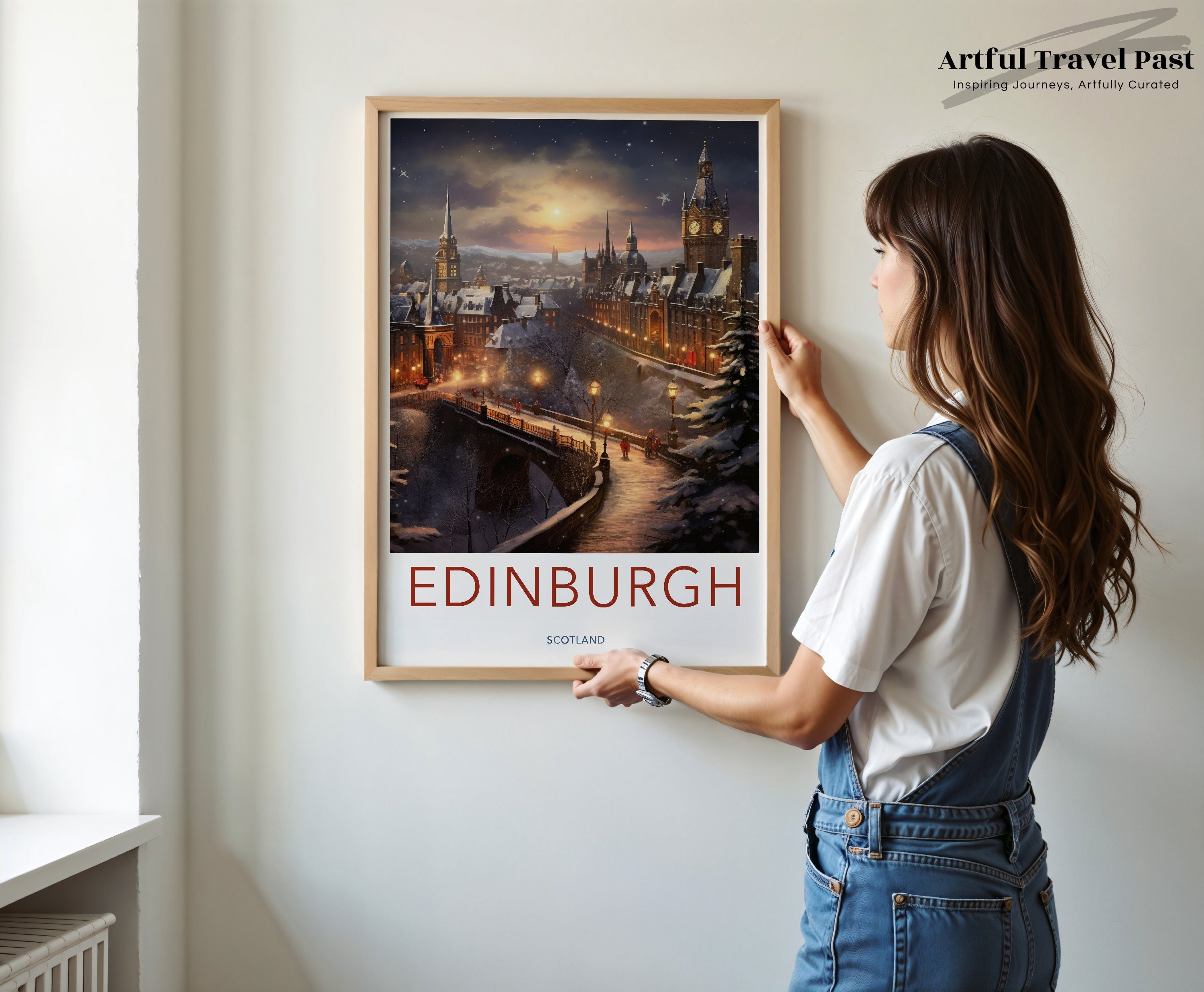 Edinburgh Cityscape Wall Art, Scotland Architecture Print, Night City View Poster, Historic Scottish Landmark Artwork, Home Decor