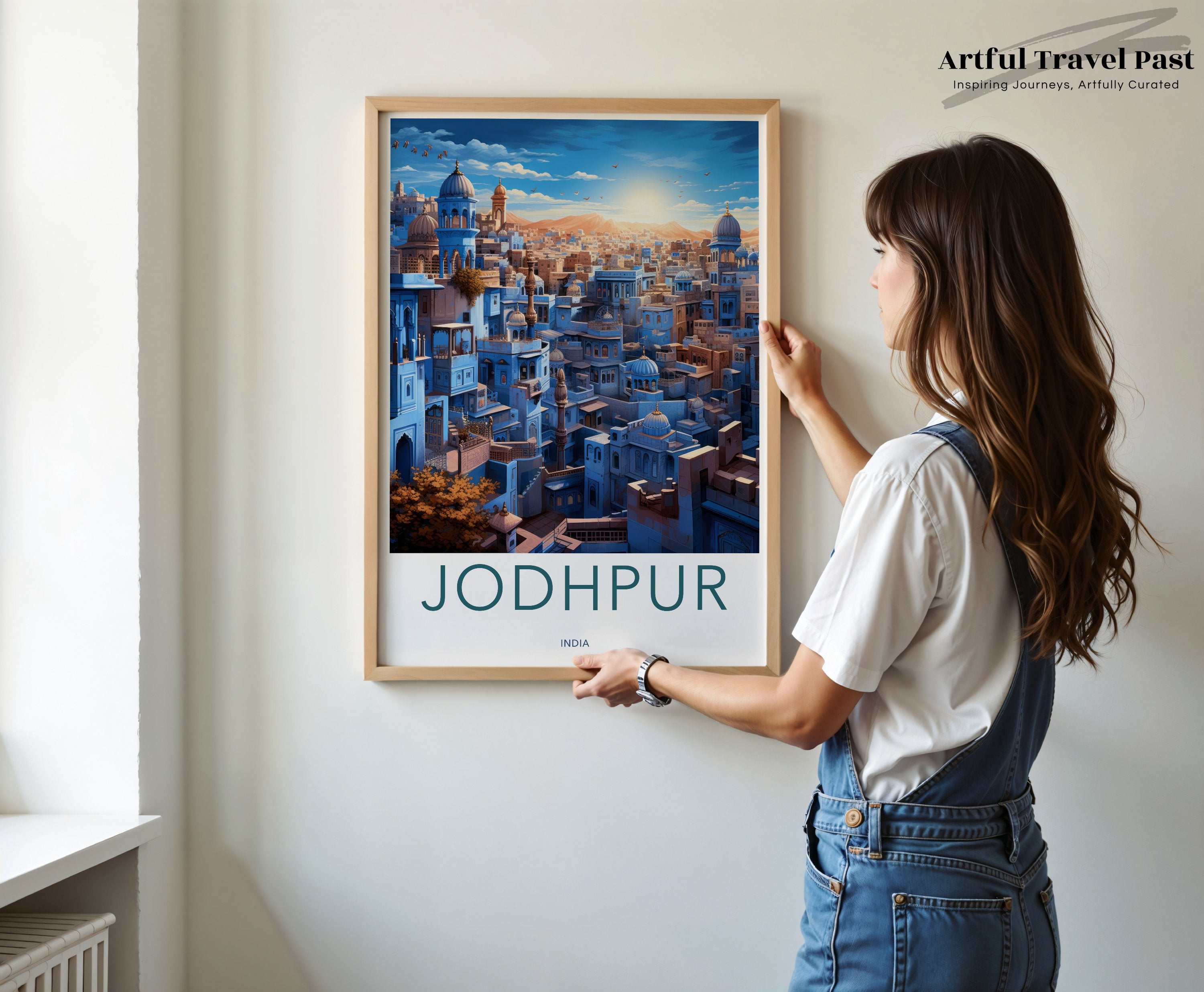 Jodhpur Cityscape Poster, Jodhpur Wall Art, Blue City of India, Architectural Landmarks, Historical Artwork, Travel Decor