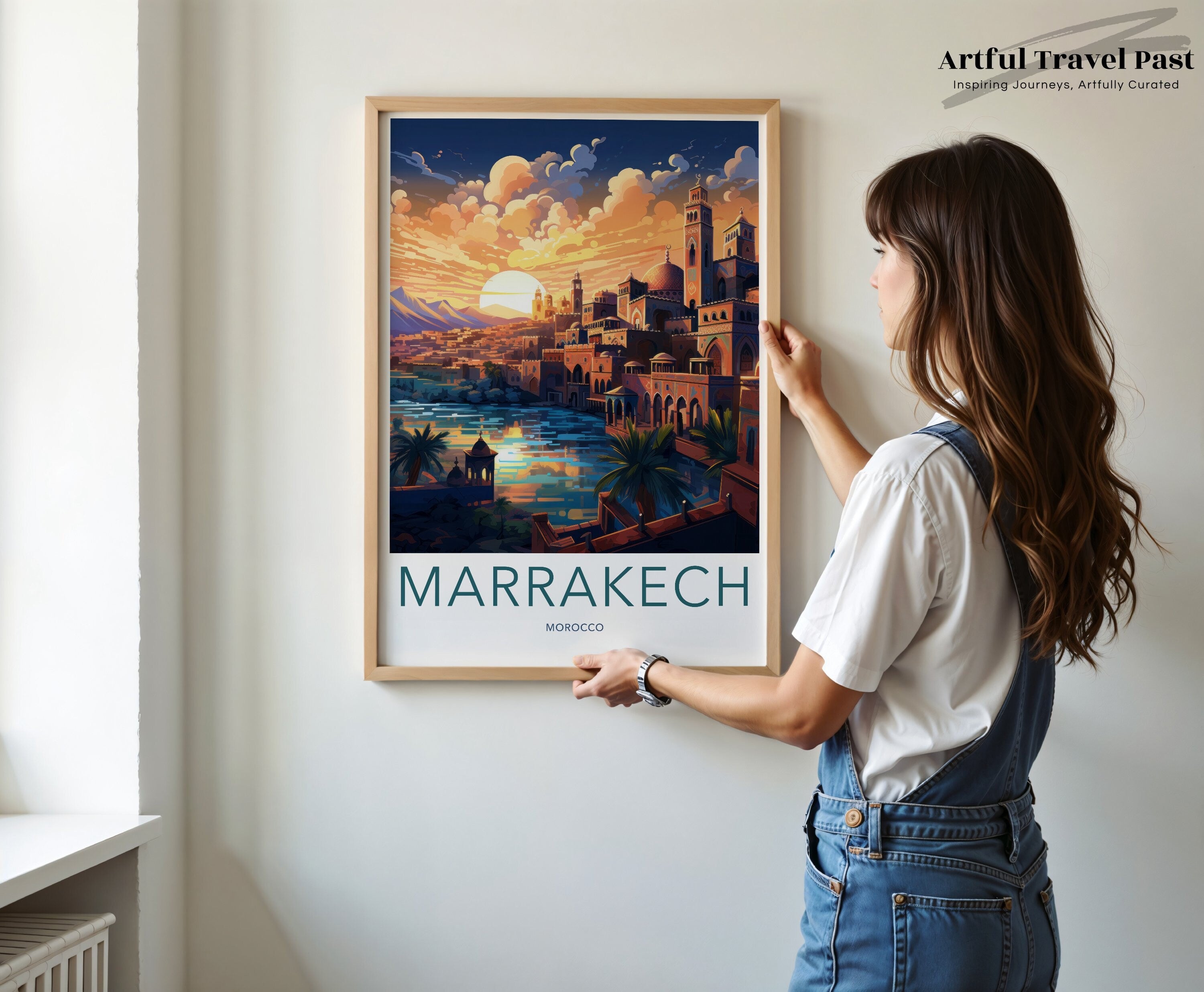 Marrakech Morocco Wall Art, Vibrant Cityscape Print, Stunning Sunset Landscape, Islamic Architecture Poster, Moroccan Decor, Travel Artwork