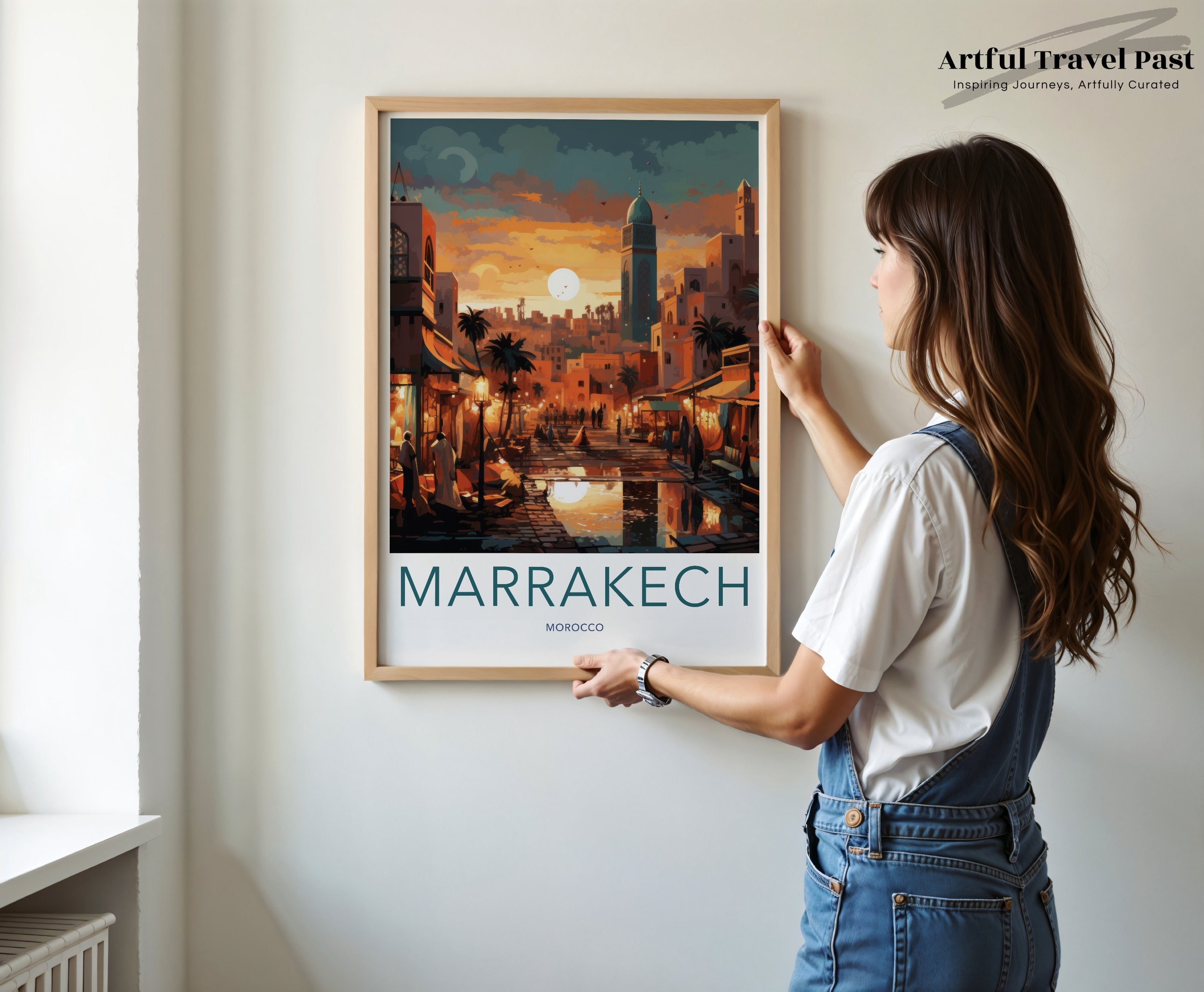 Marrakech Morocco Wall Art, Vibrant Sunset Cityscape, Moroccan Souk, Architectural Wonders, Cultural Landmarks, Home Decor