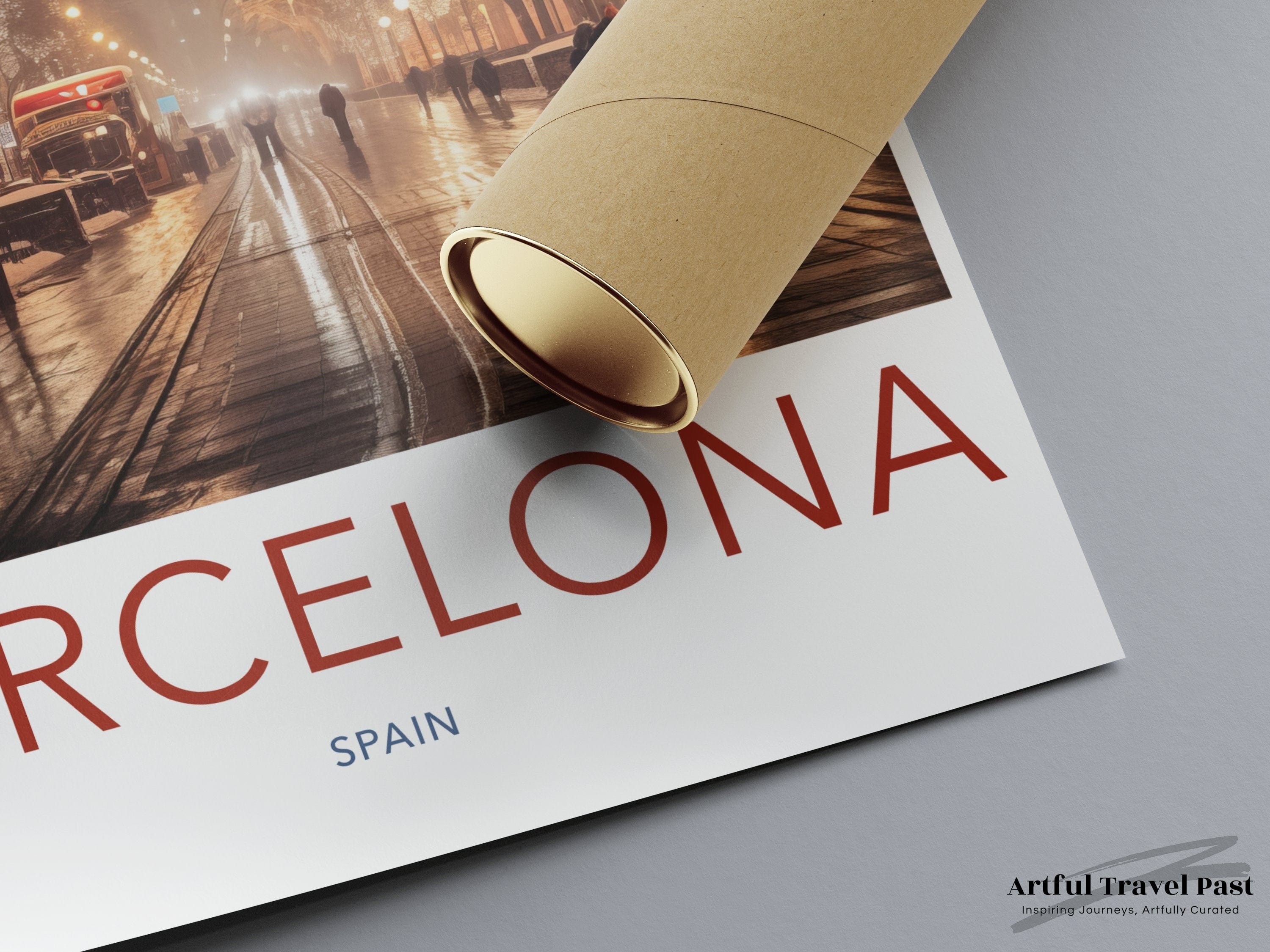 Wall Art Snowy Barcelona Poster | Spain Wall Art | Europe Decor