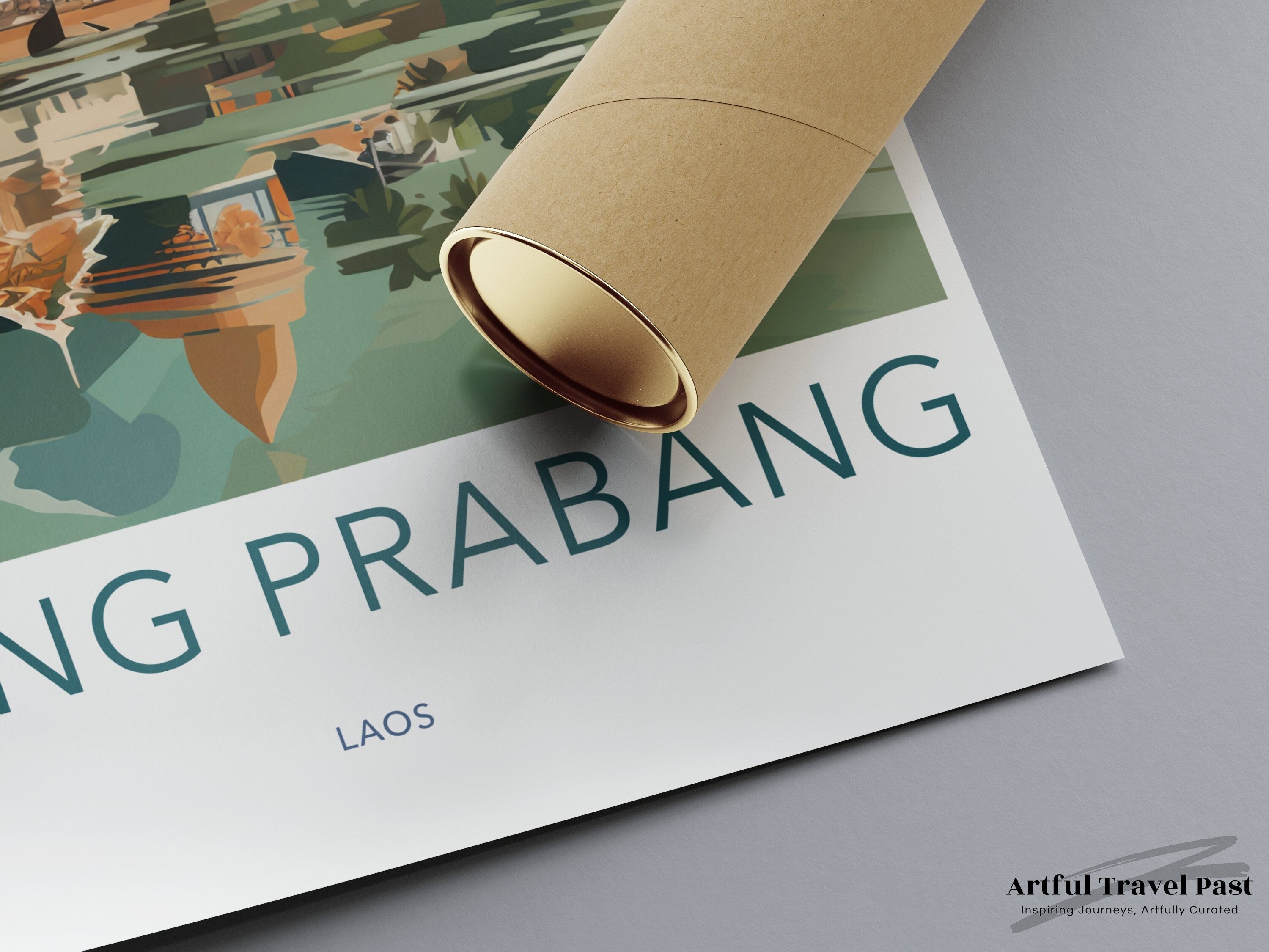 Luang Prabang Wall Art, Laos Travel Poster, Southeast Asia Artwork, Scenic Print, Cultural Landmark Illustration, Home Decor