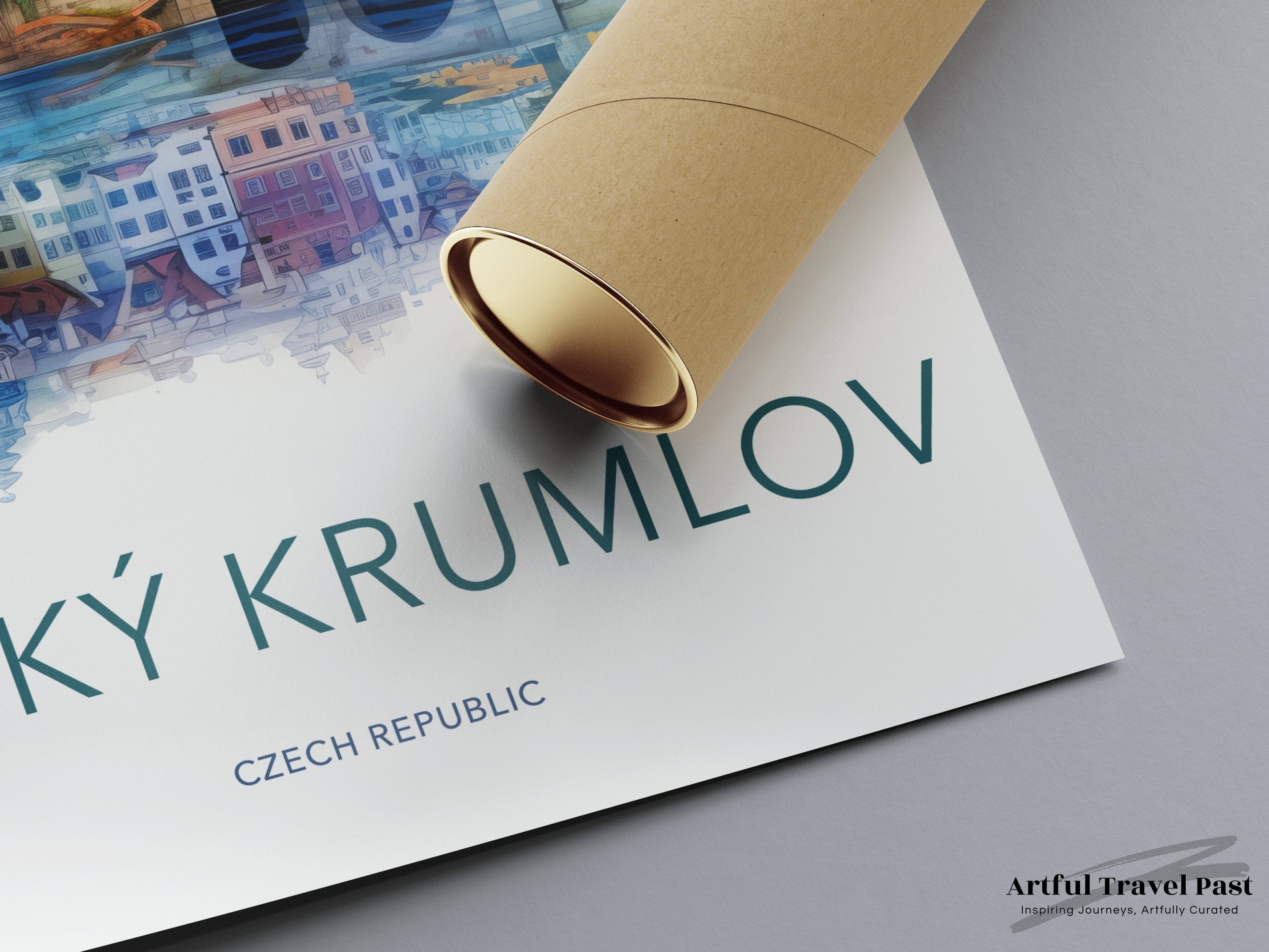 Cesky Krumlov Wall Art, Czech Republic Cityscape Poster, Historic European Town Illustration, Travel Decor, Architecture Print