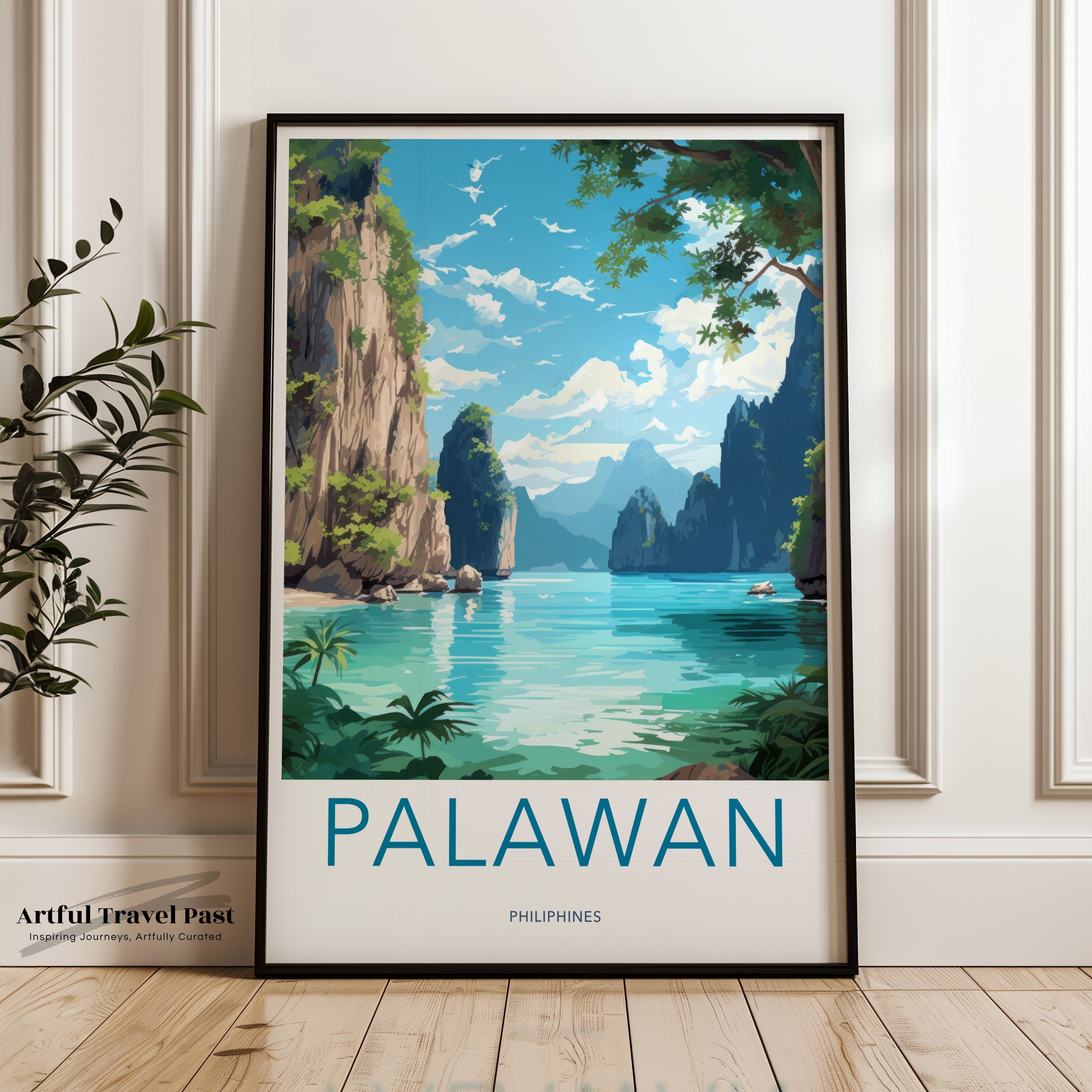 Palawan Wall Art, Stunning Landscape Artwork, Tropical Island Decor, Philippines Travel Poster, Beach Paradise Print, Scenic Ocean View