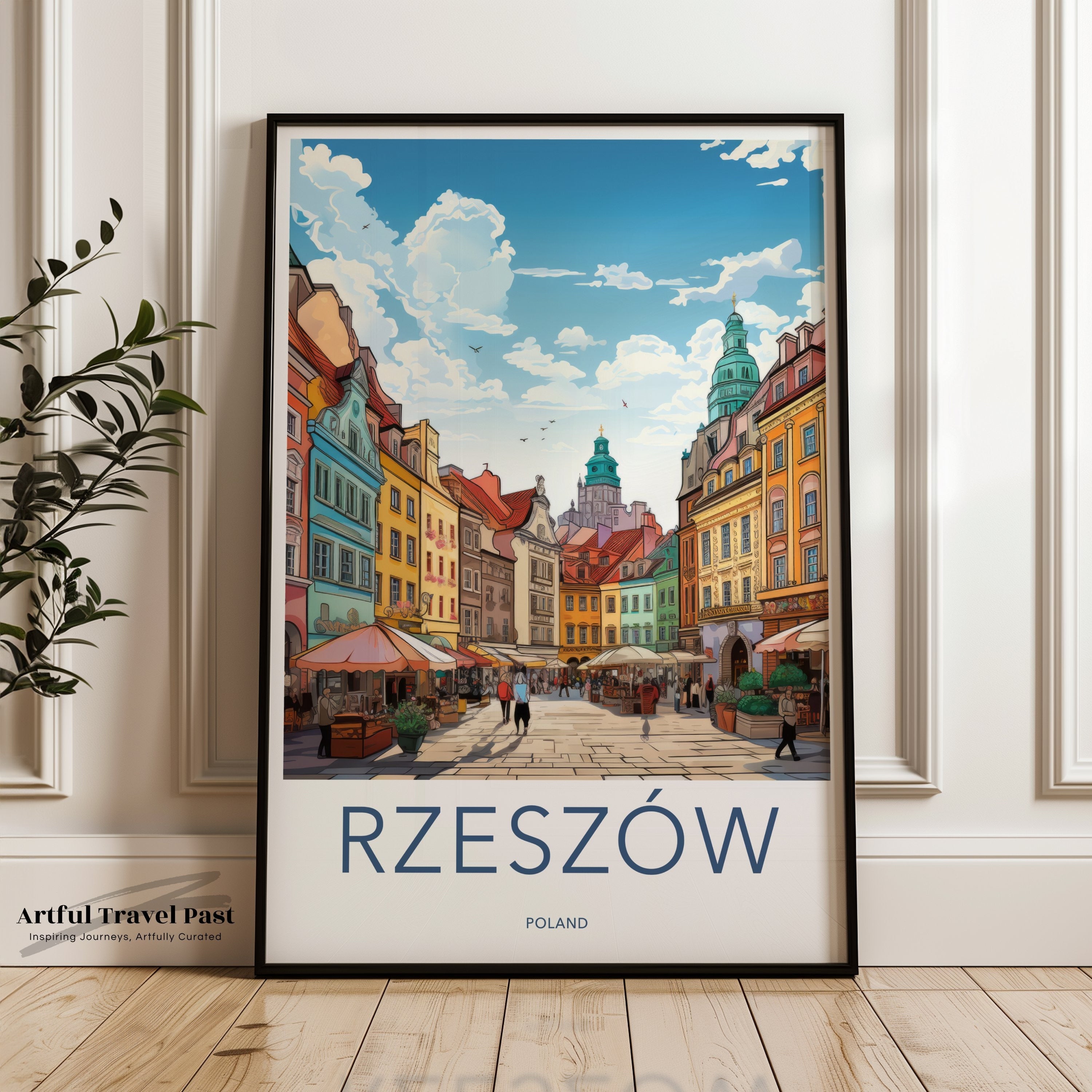 Rzeszów Poland Wall Art, Historic Polish City Print, Colorful Townscape Decor, Architecture and Culture Poster, Travel Souvenir