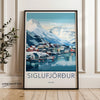 Siglufjordur Wall Art Print, Scenic Icelandic Town Print, Winter Landscape Poster, Snowy Mountain Art, Coastal Village Decor, Nordic Wall