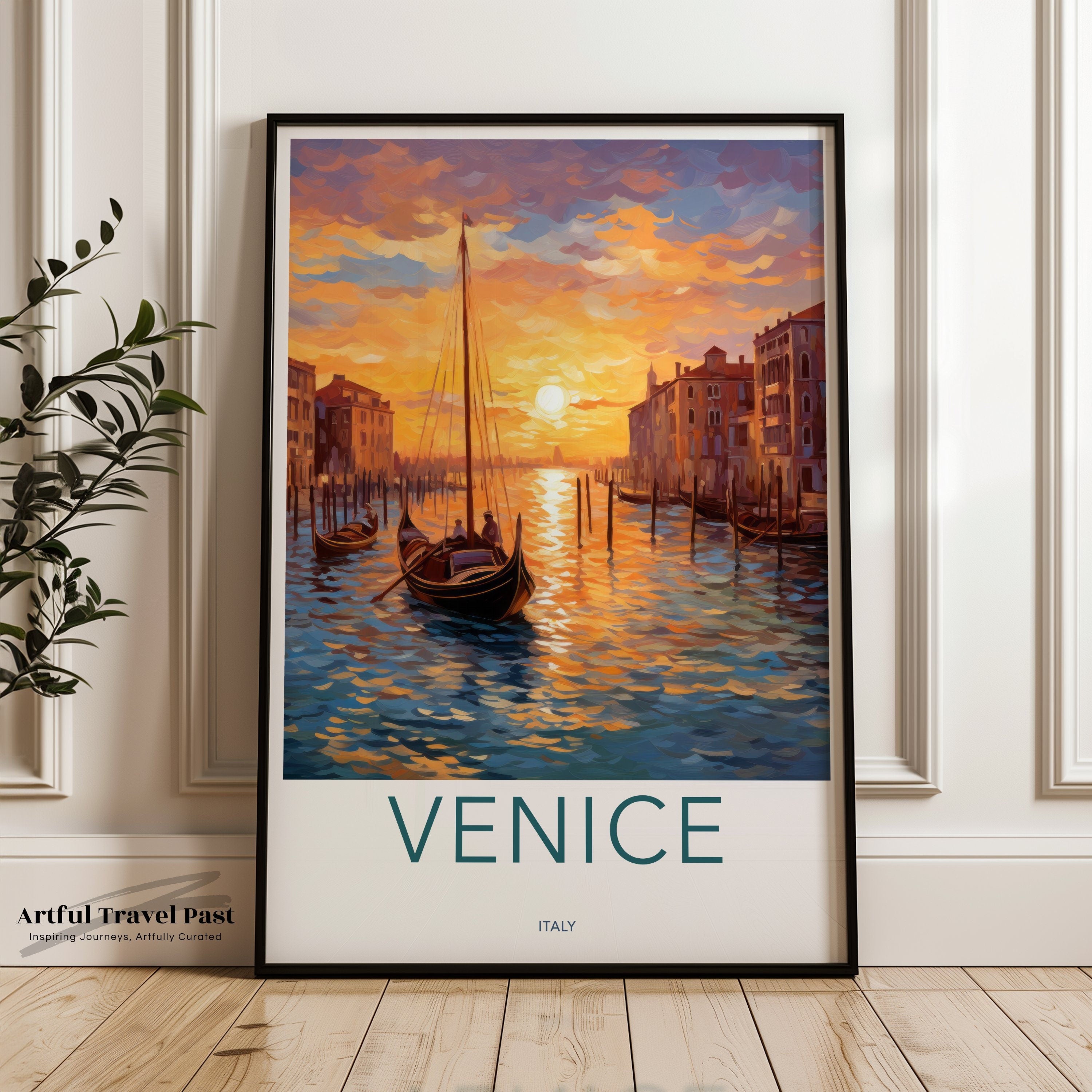 Venice Wall Art, Italy Sunset Boating, Romantic Venice Cityscape, Canal View Decor, Venice Art Print, Venetian Sunset Poster, Travel Gift