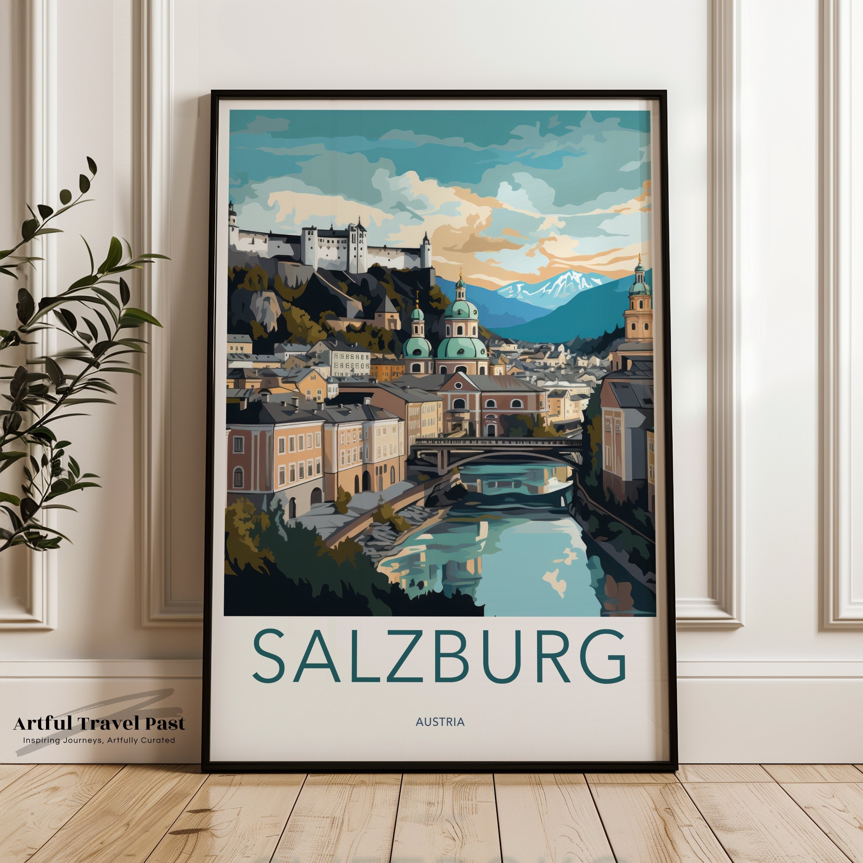 Salzburg Wall Art, Austria Travel Poster, Historical Cityscape Print, Artistic Home Decor, European Landmarks, Scenic Wall Art