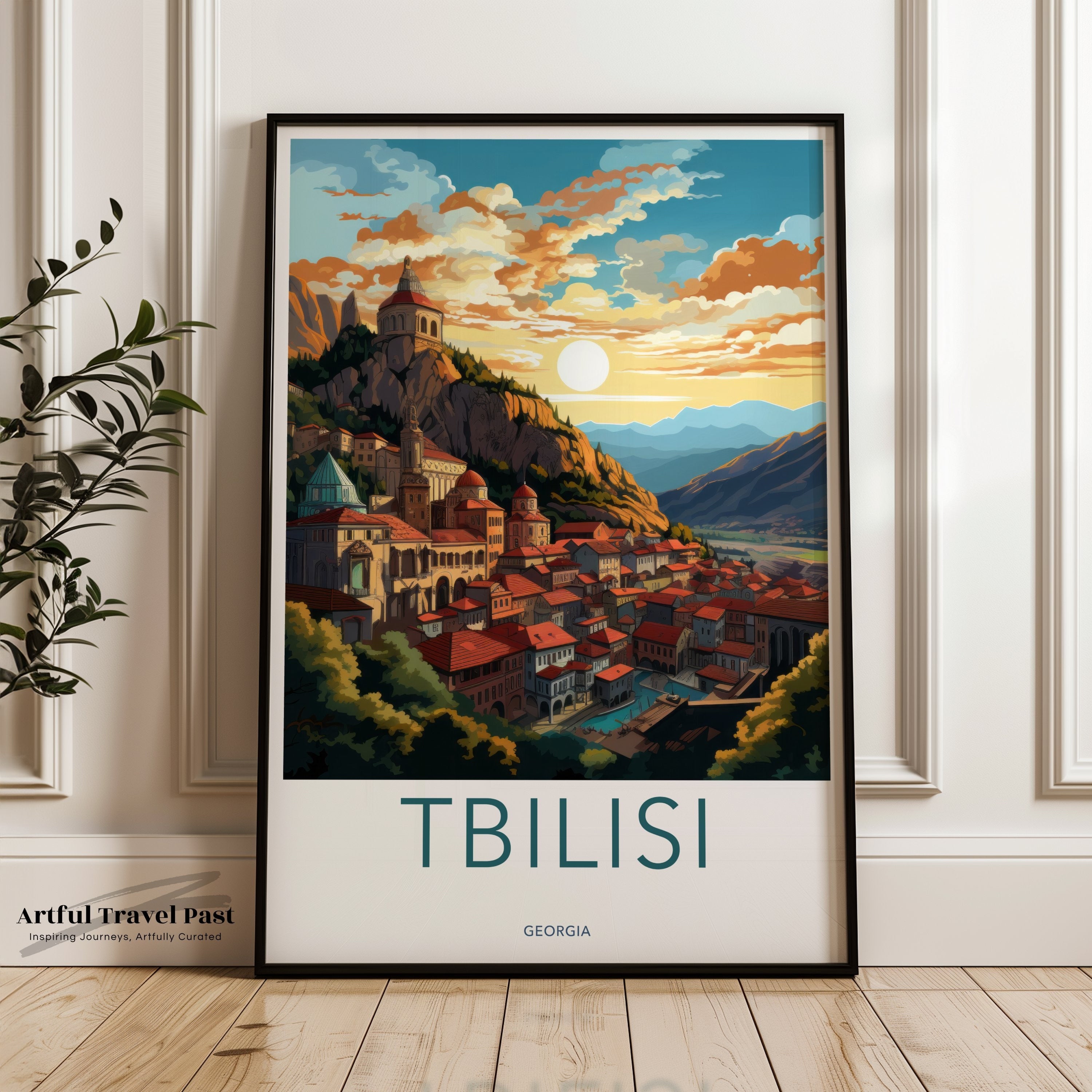 Tbilisi Wall Art Poster, Georgia Landscape Print, Historic Cityscape Decor, Beautiful Sunset View, Architectural Artwork