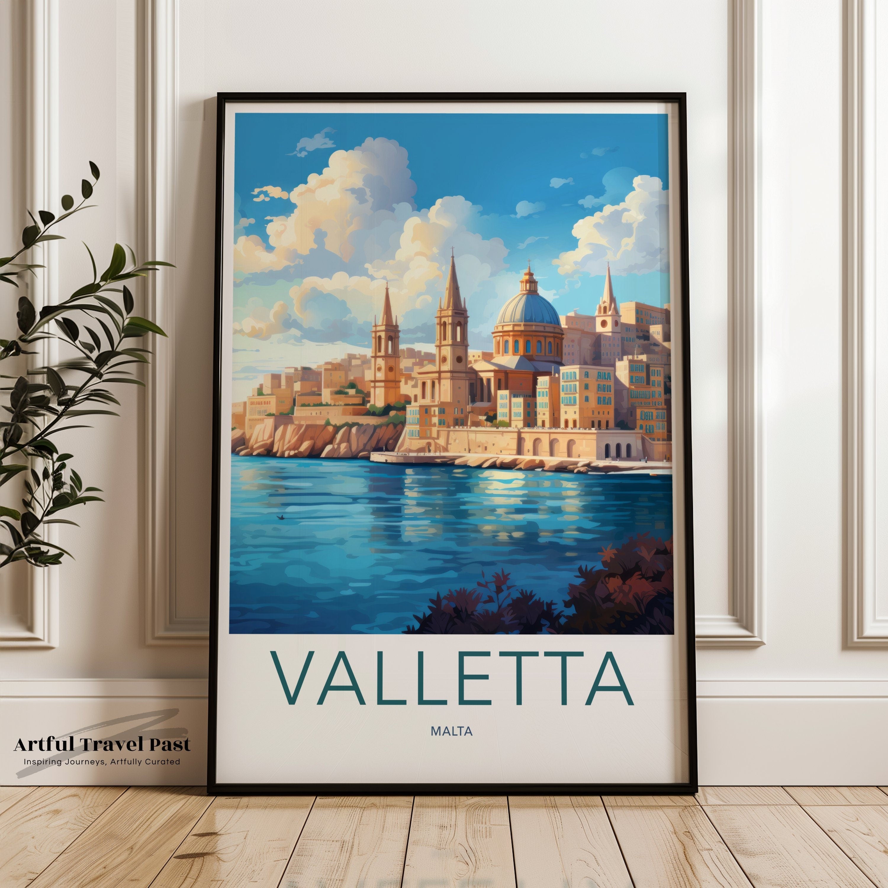 Valletta Malta Wall Art, Historic City Skyline, Mediterranean Seaside Print, Coastal Architecture Decor, Scenic Travel Poster