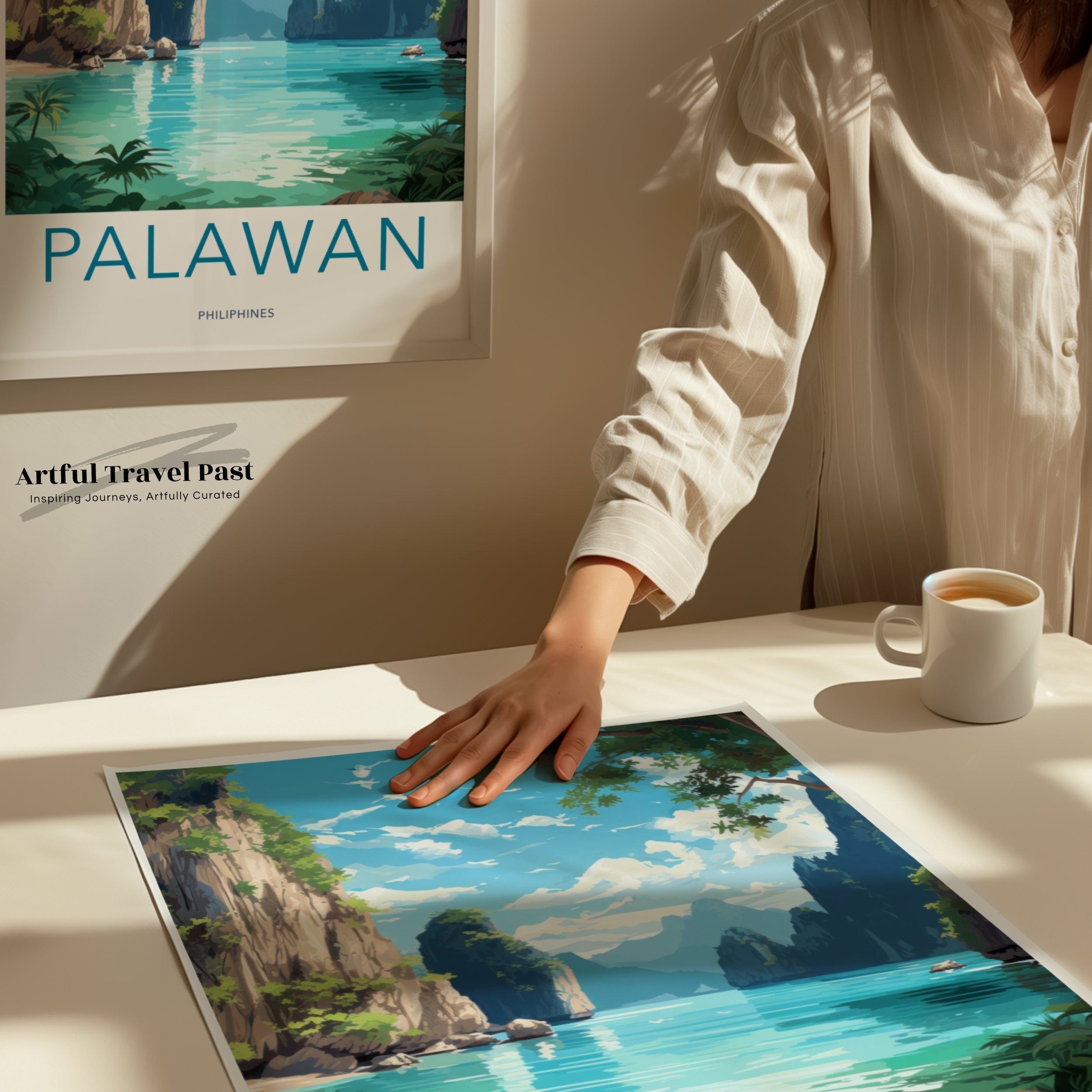 Palawan Wall Art, Stunning Landscape Artwork, Tropical Island Decor, Philippines Travel Poster, Beach Paradise Print, Scenic Ocean View