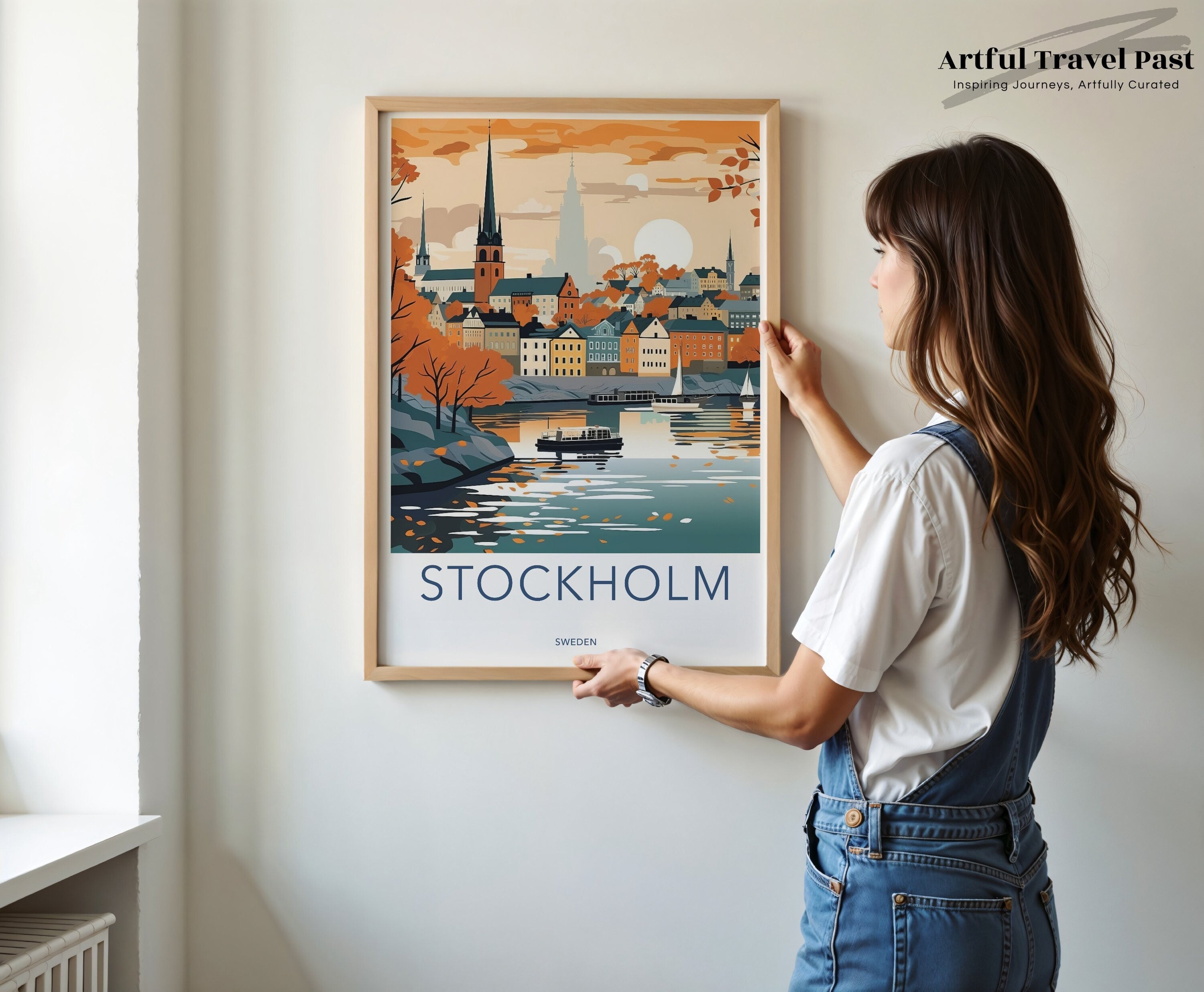 Stockholm Wall Art Print, Scandinavian Cityscape Poster, Historic Architecture Artwork, Autumn Urban Landscape, Travel Home Decor