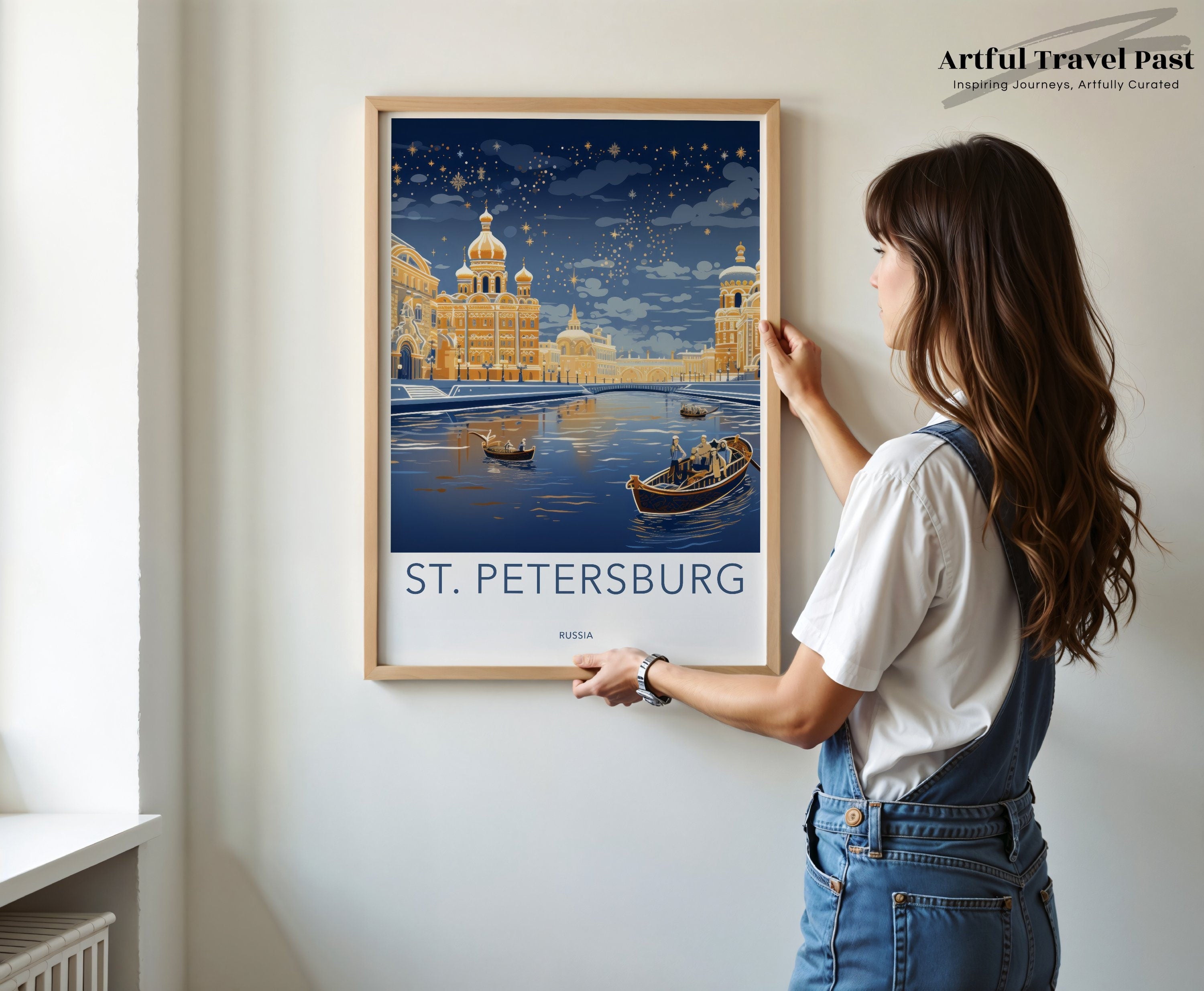 St. Petersburg Wall Art, Russia Travel Poster, Historic Cityscape Print, Beautiful Russian Architecture, Venice of the North Decor