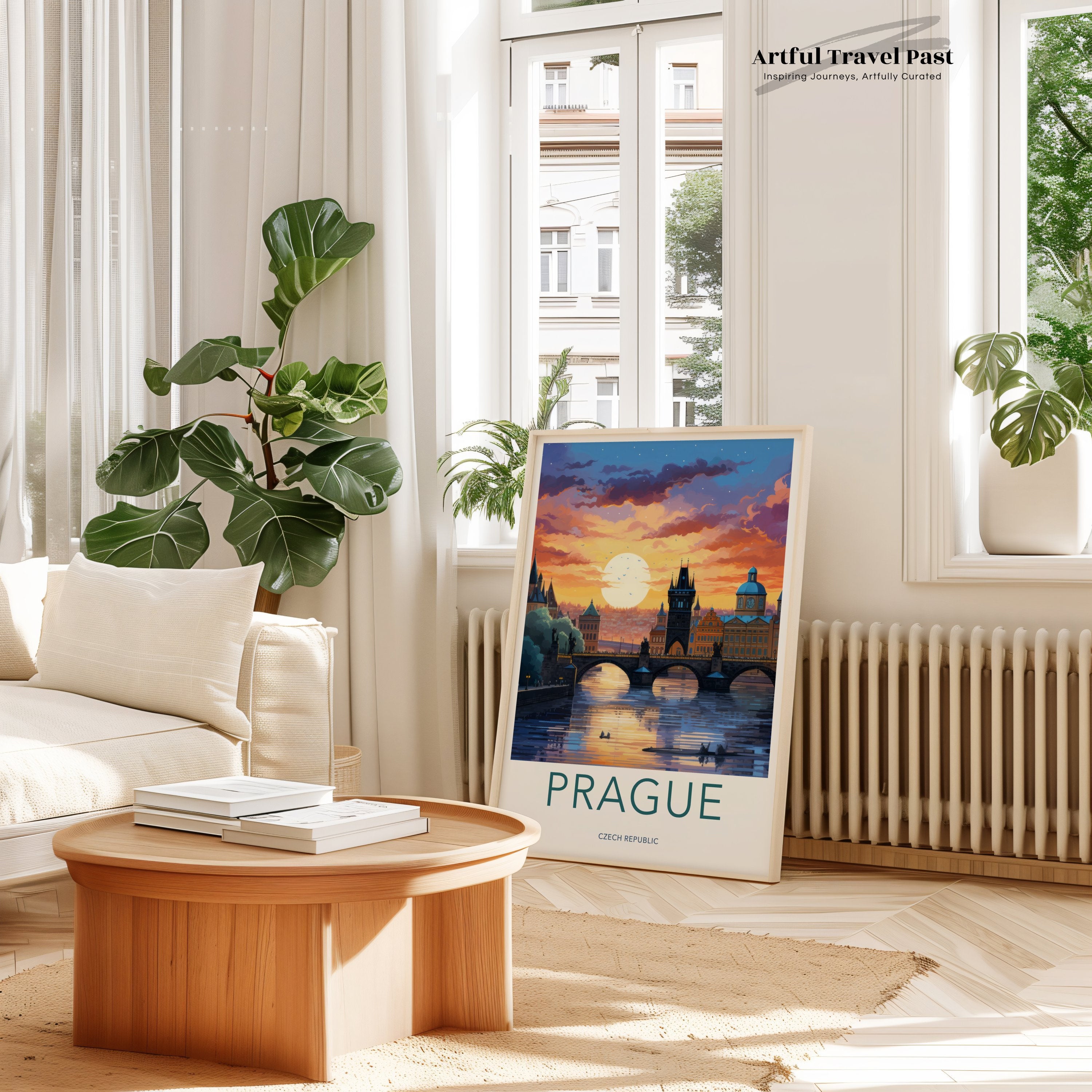 Prague Wall Art, Czech Republic Print, Sunset Landscape, Historic Architecture, Charles Bridge, Romantic Cityscape, European Travel Decor