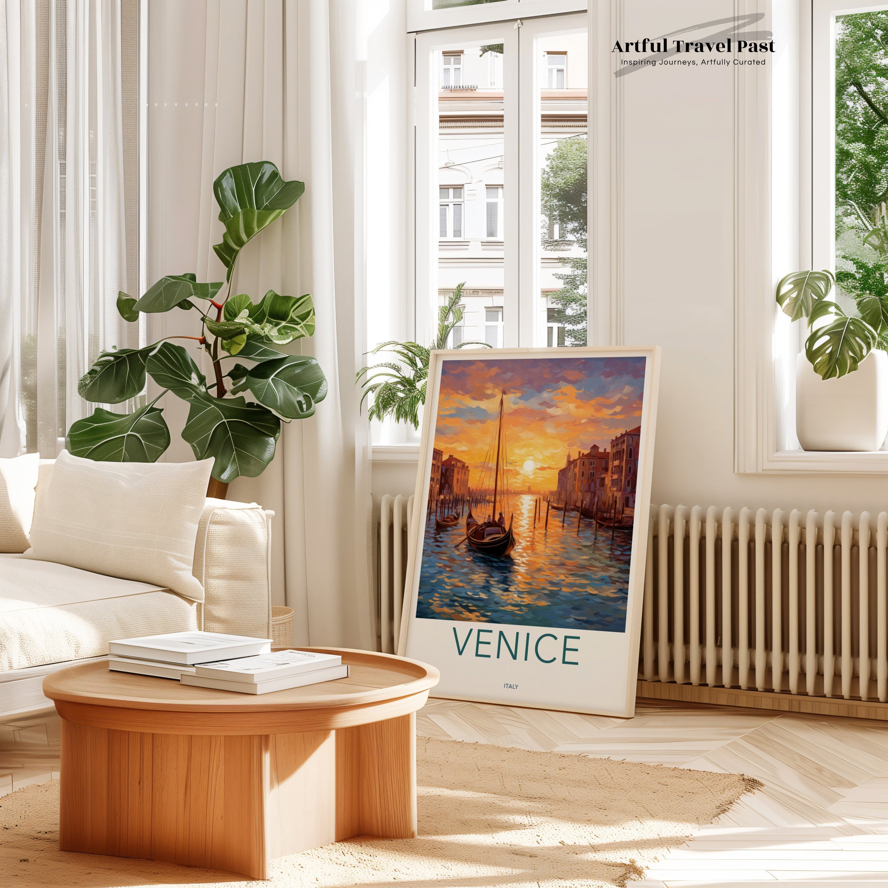 Venice Wall Art, Italy Sunset Boating, Romantic Venice Cityscape, Canal View Decor, Venice Art Print, Venetian Sunset Poster, Travel Gift