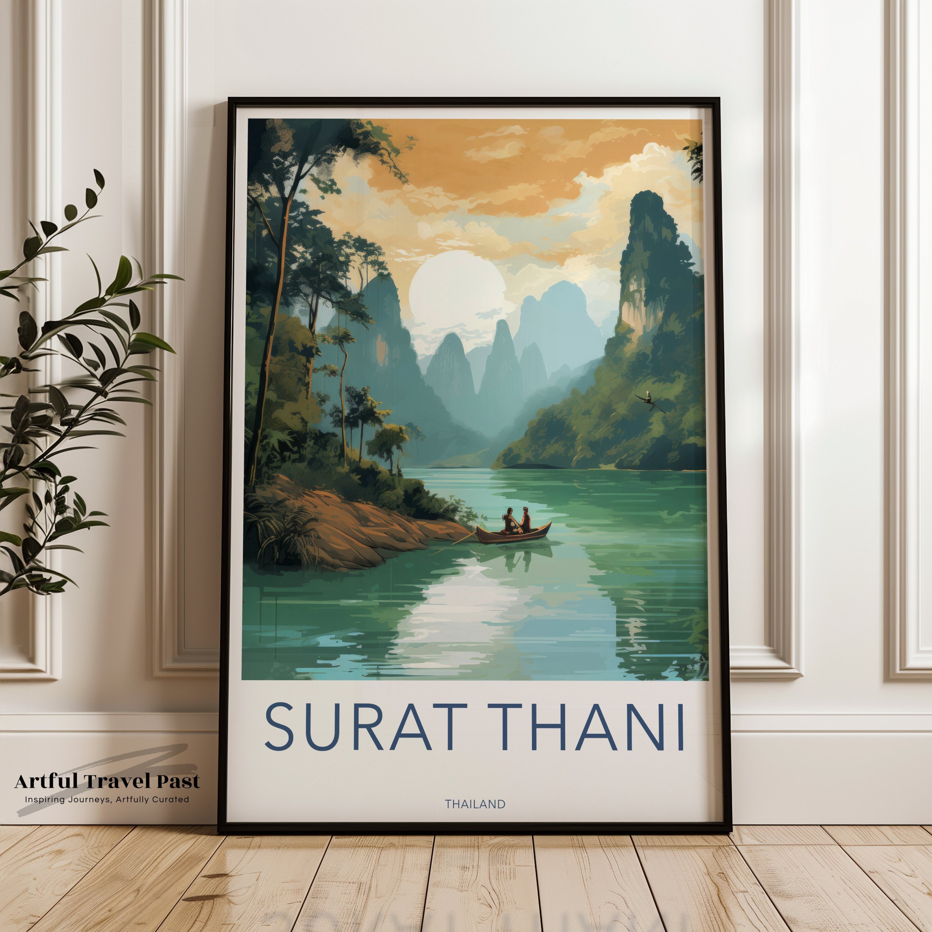 Surat Thani Wall Art, Beautiful Cityscape Print, Coastal Landscape Decor, Thailand Scenic Poster, Travel Inspired Art Print