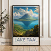 Lake Taal Wall Art, Scenic Nature Landscape, Philippines Travel Poster, Historical and Cultural Print, Mountain and Lake Decor