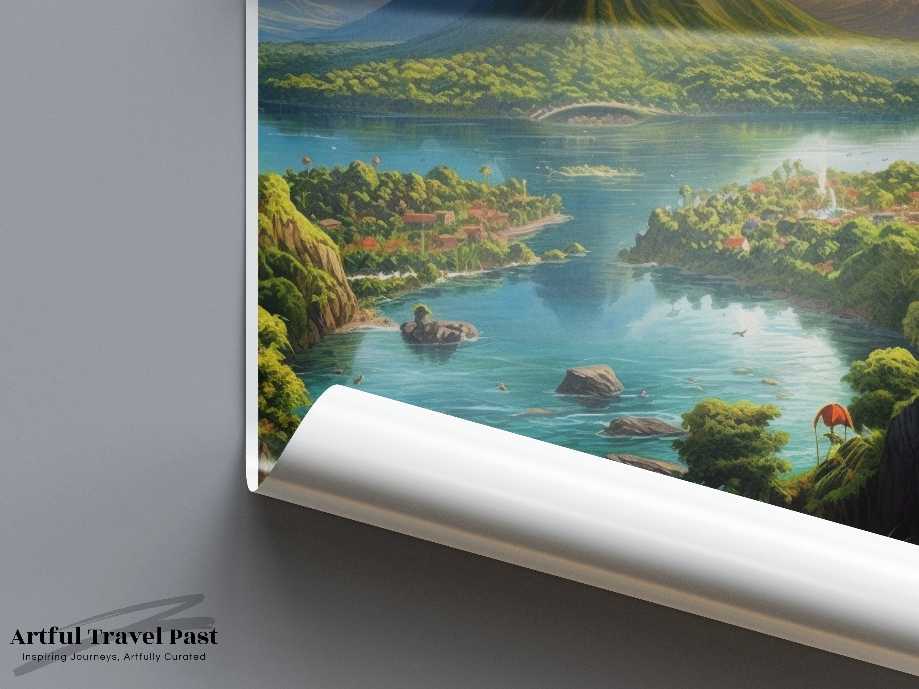 Scenic Lake Taal Wall Art, Philippines Landscape Poster, Nature and Volcano Print, Beautiful Wall Decor, Tropical Paradise Artwork