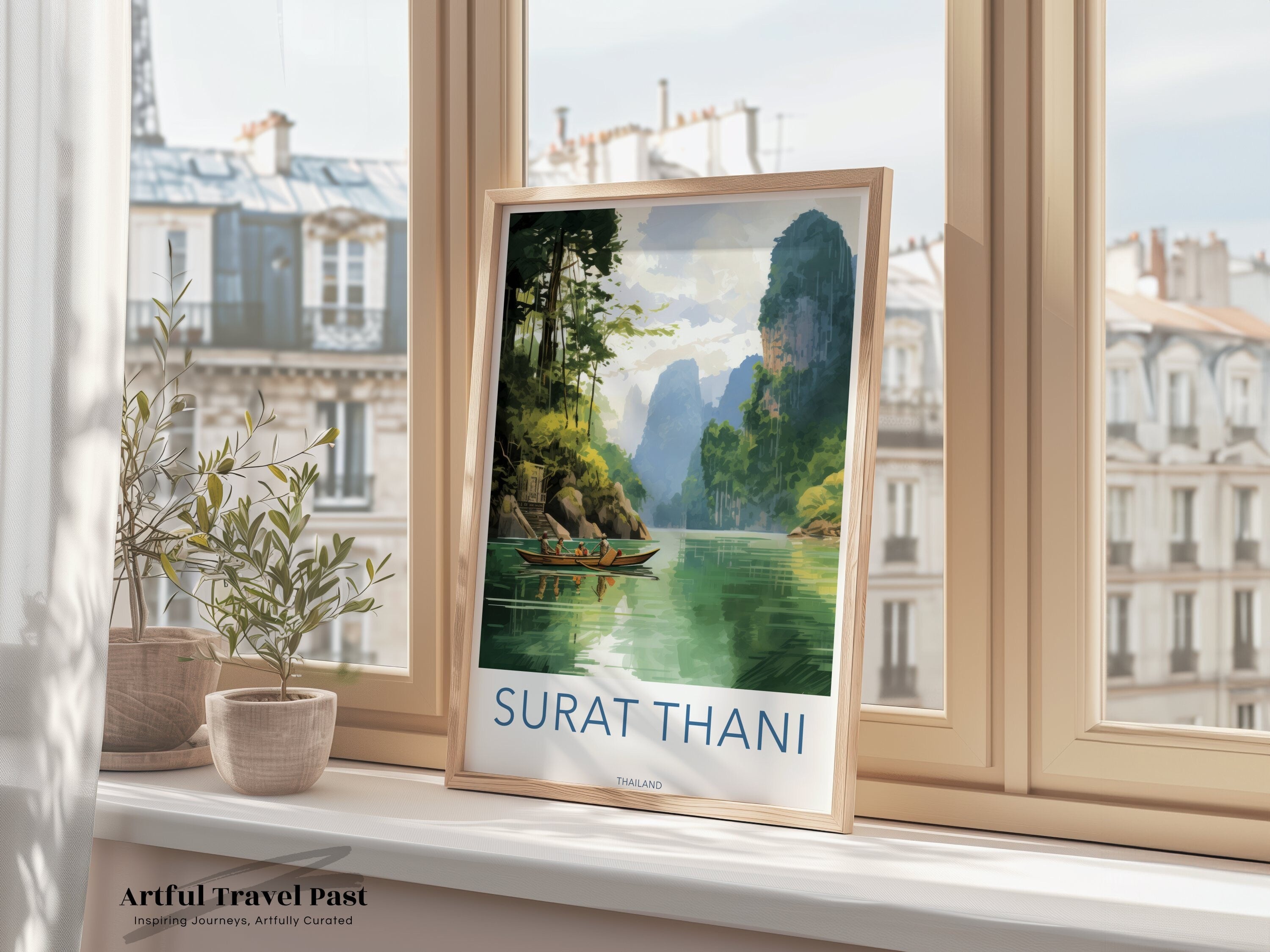 Beautiful Scenic Wall Art of Surat Thani Thailand, Scenic Reflections and Lush Landscapes, Nature and Culture Poster, Travel Decor