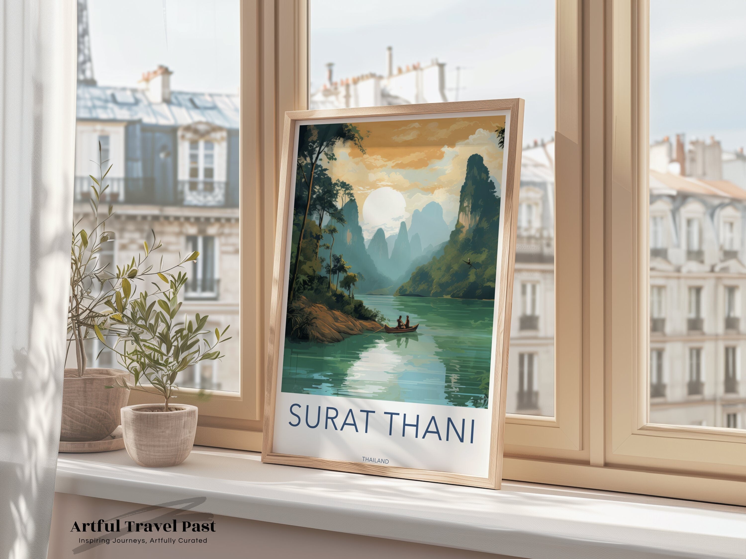 Surat Thani Wall Art, Beautiful Cityscape Print, Coastal Landscape Decor, Thailand Scenic Poster, Travel Inspired Art Print