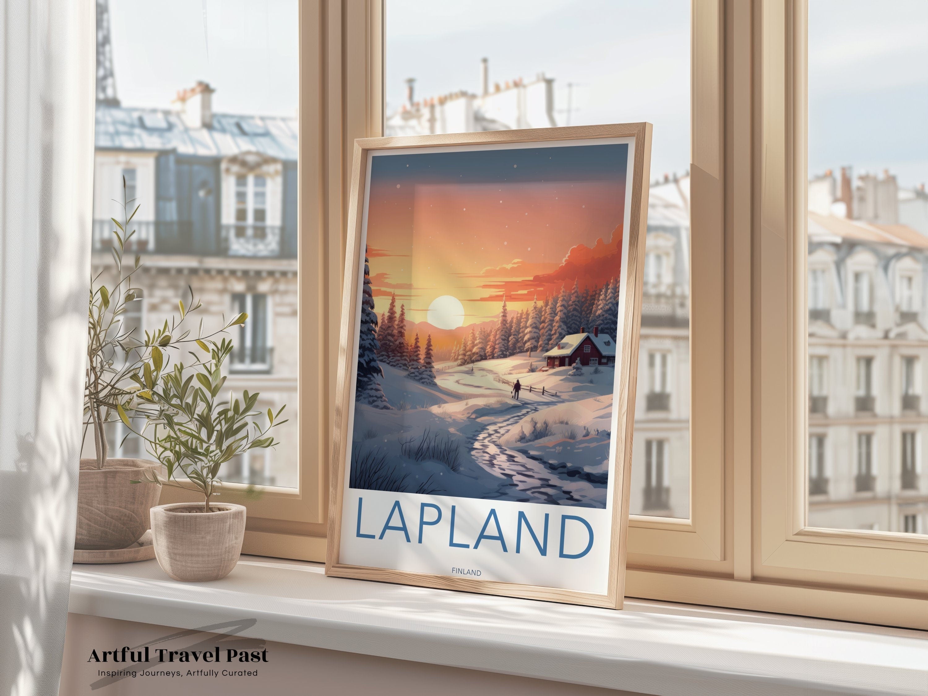 Lapland Finland Wall Art, Winter Wonderland Landscape Print, Scenic Snowy Sunset Poster, Nordic Home Decor, Beautiful Nature Artwork