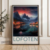 Lofoten Norway Wall Art Print, Scandinavian Decor, Beautiful Sunset Scene, Nordic Landscape, Coastal Village, Mountain View