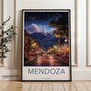 Mendoza Argentina Wall Art Print, Scenic Night Street View, Andean Mountains, Urban Landscape, South American Culture, Home Decor