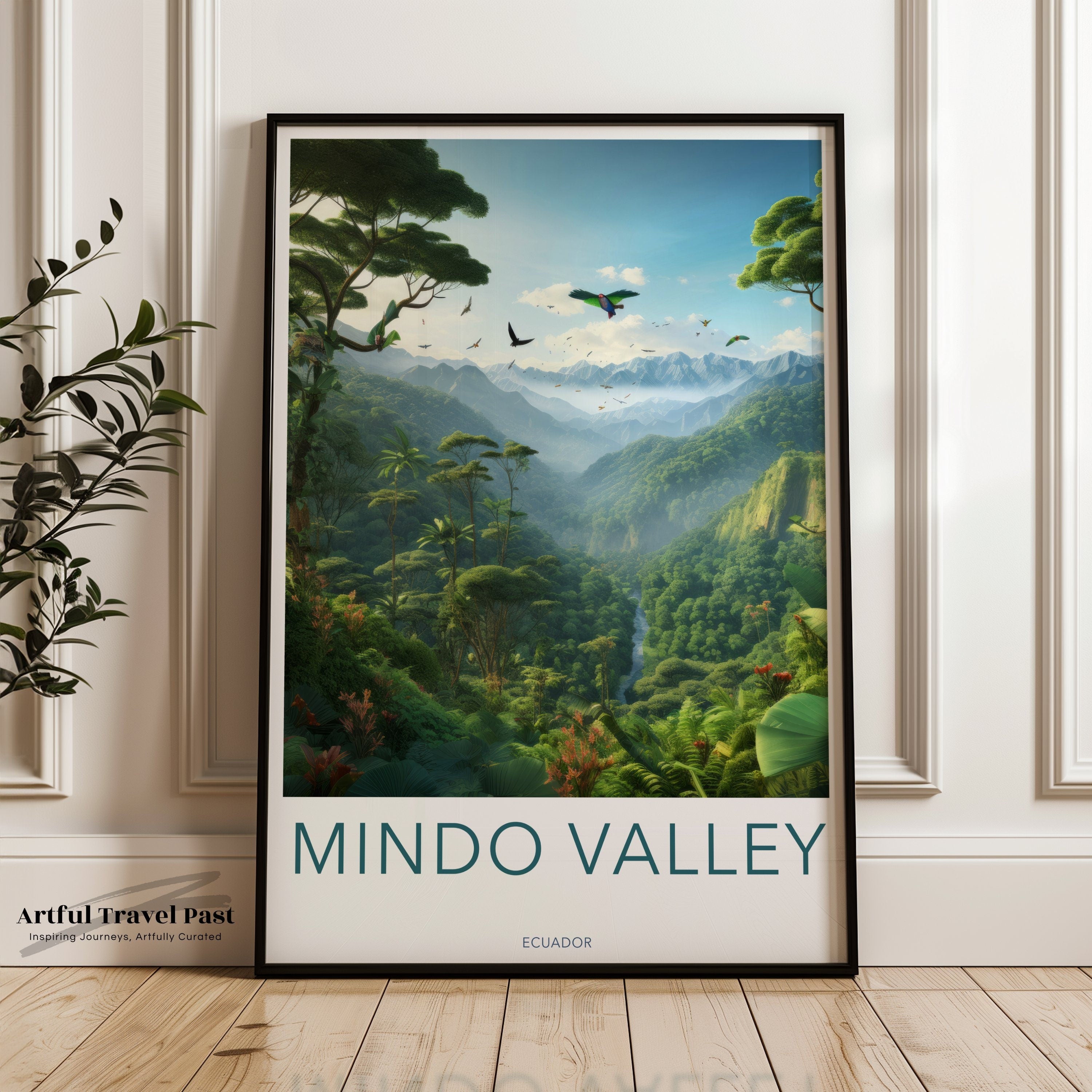 Mindo Valley Ecuador Wall Art, Scenic Nature Print, Lush Green Landscape, Tropical Forest, Ecuadorian Mountains, South American Decor