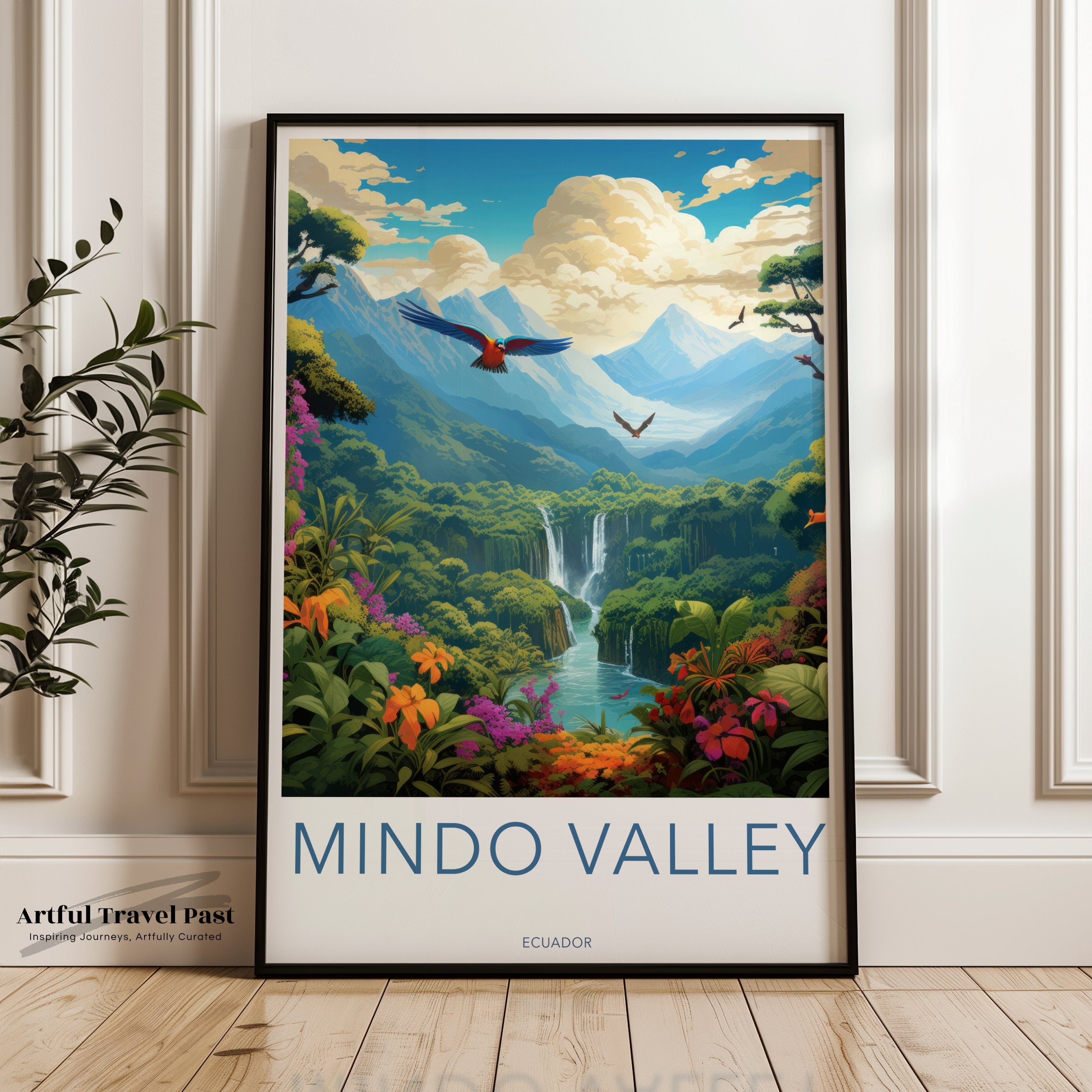 Mindo Valley Wall Art, Nature Landscape Print, Ecuador Travel Poster, Vibrant Mountain Scene, Colorful Home Decor, Adventure Art