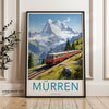 Mürren Switzerland Train Wall Art Print, Alpine Scenic Poster, Swiss Mountain Landscape, Travel Decor, Vintage Railway Artwork