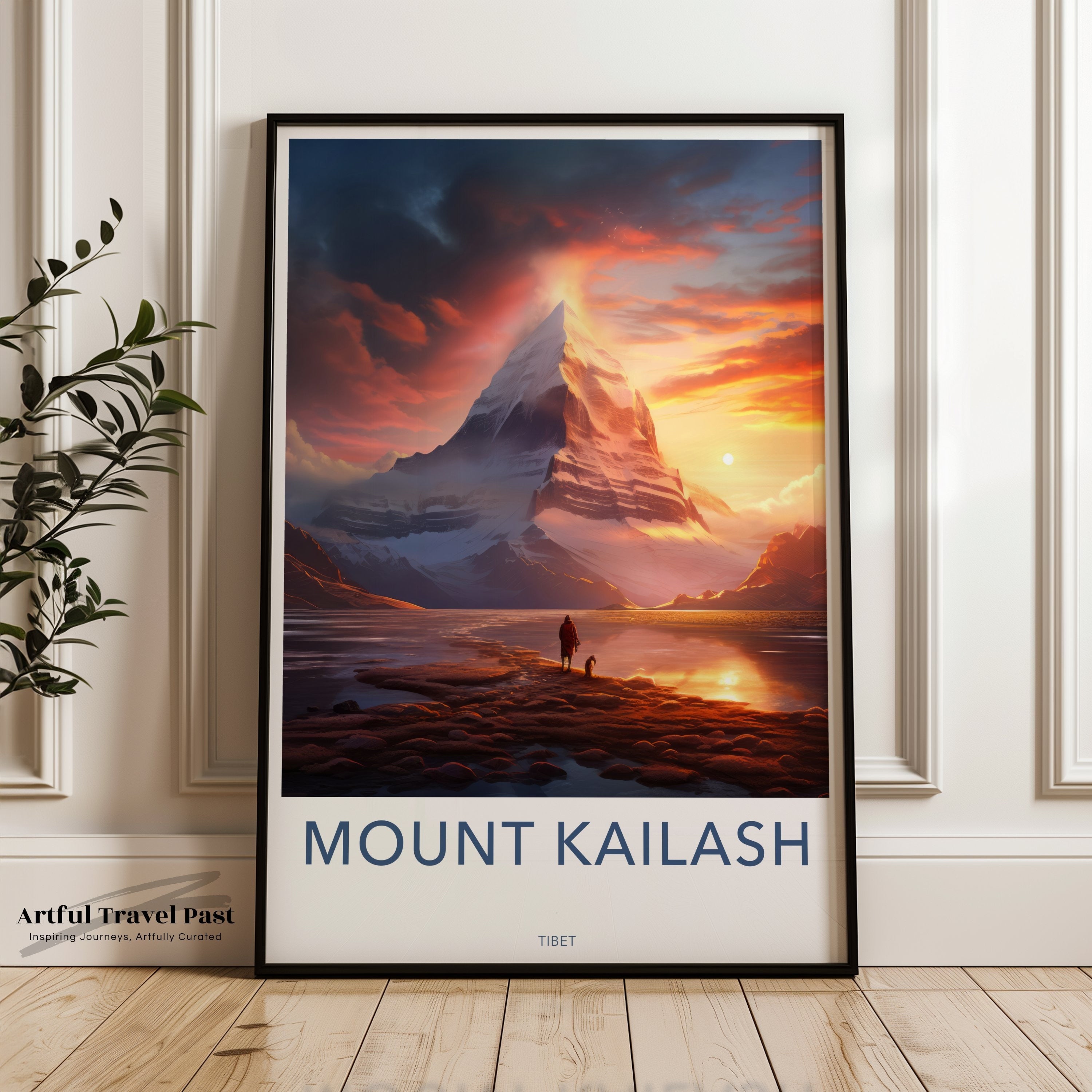 Mount Kailash Wall Art Print, Sunset Mountain Landscape, Scenic Nature Wall Decor, Inspirational Mountain Artwork, Home Office Decoration