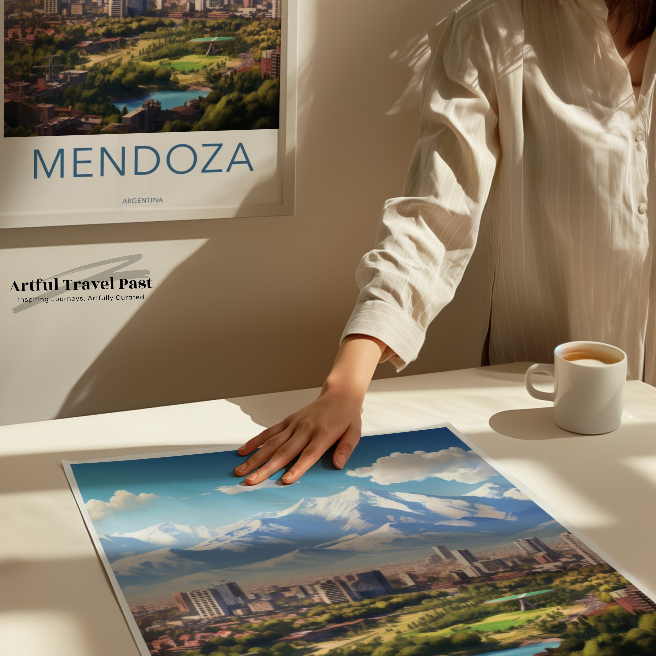 Mendoza Argentina Skyline Wall Art, South American Cityscape Print, Nature and Urban Landscape, Mountain View Poster