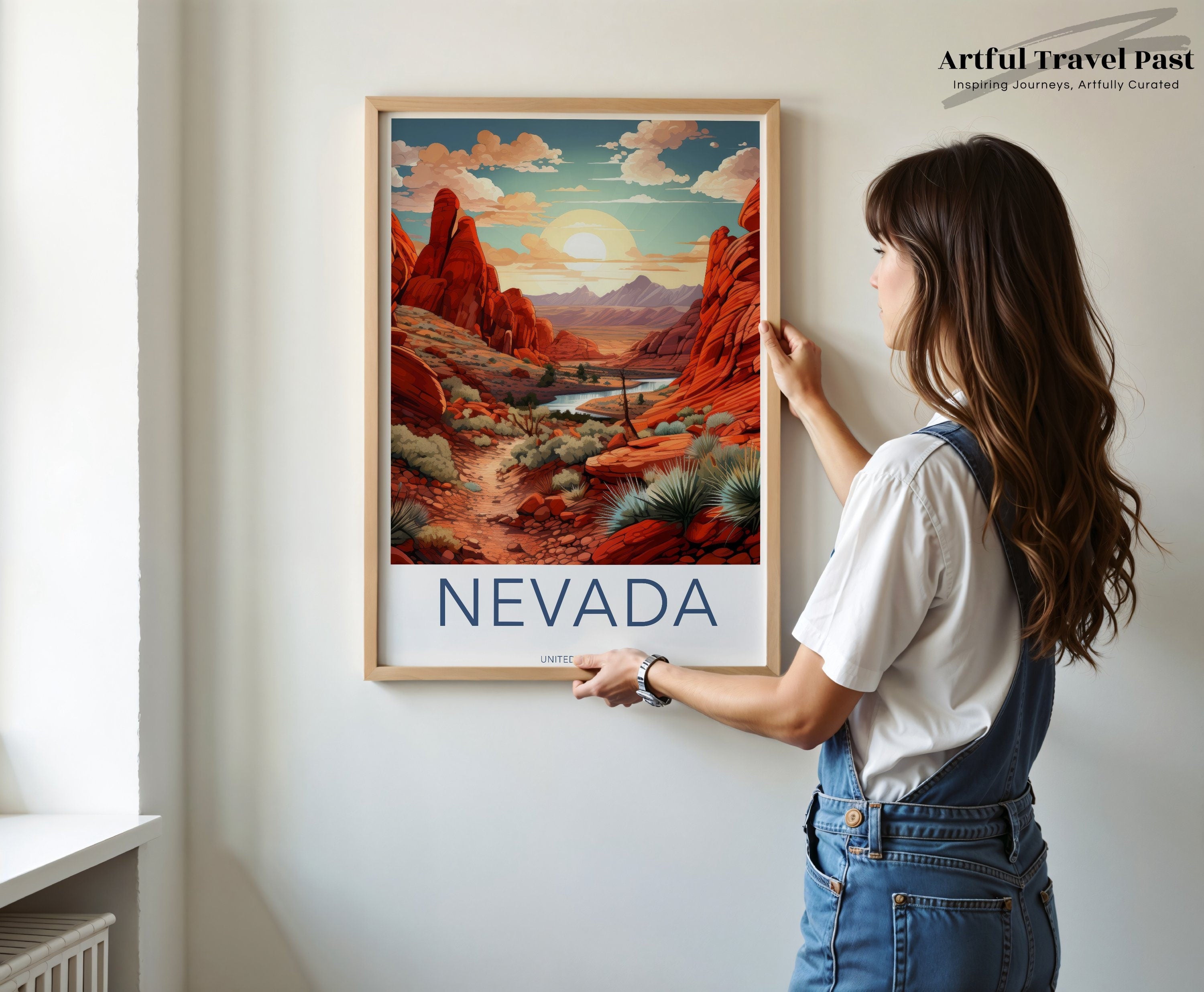 Nevada Desert Landscape Print, Nevada Wall Art, Southwestern Decor, American Southwest Poster, Desert Sunset Art, Minimalist Art Print