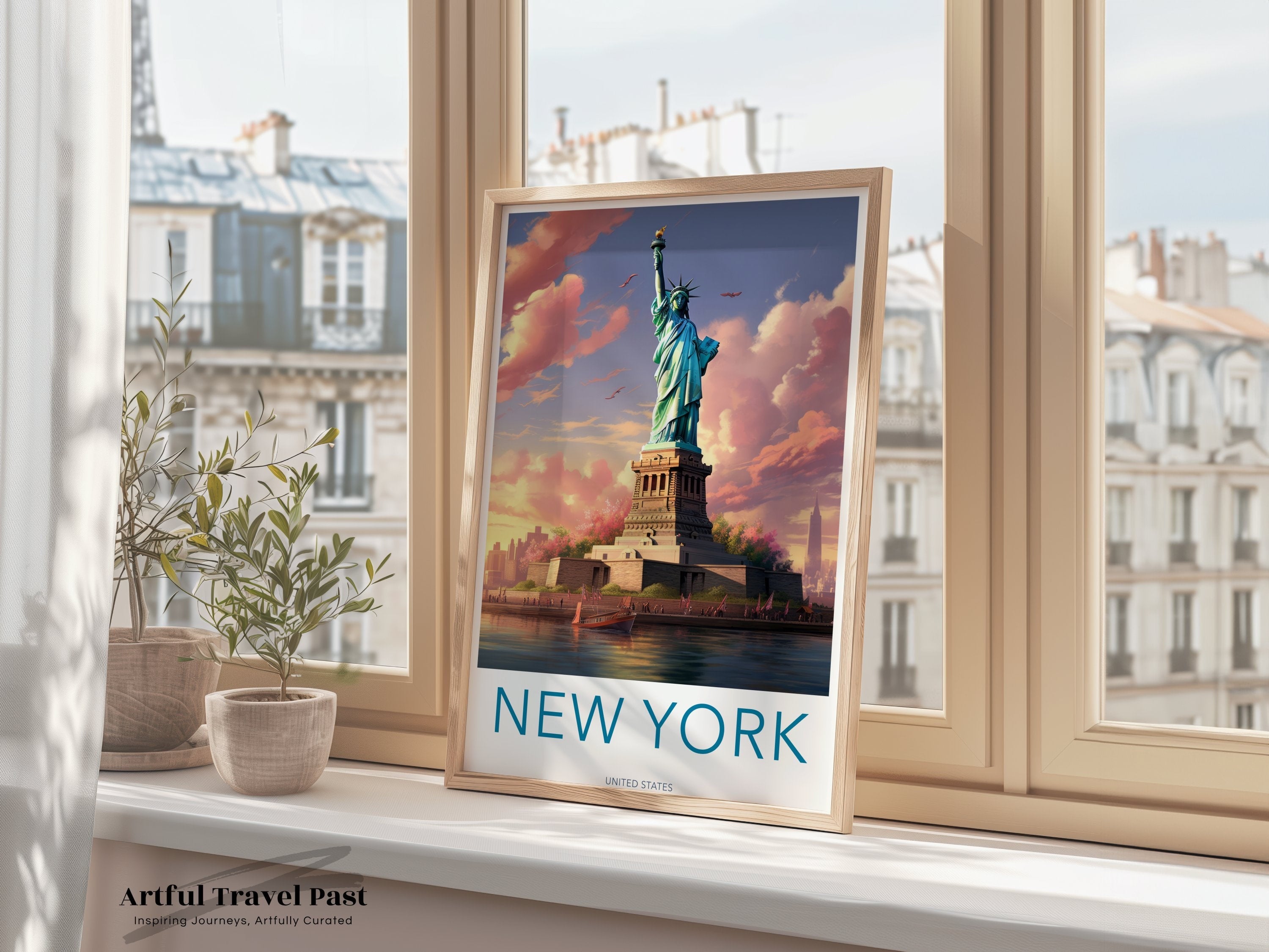 New York City Wall Art, Statue of Liberty Print, NYC Poster, Urban Skyline Art, Great for Home Decor, Vibrant Cityscape, Travel Enthusiast